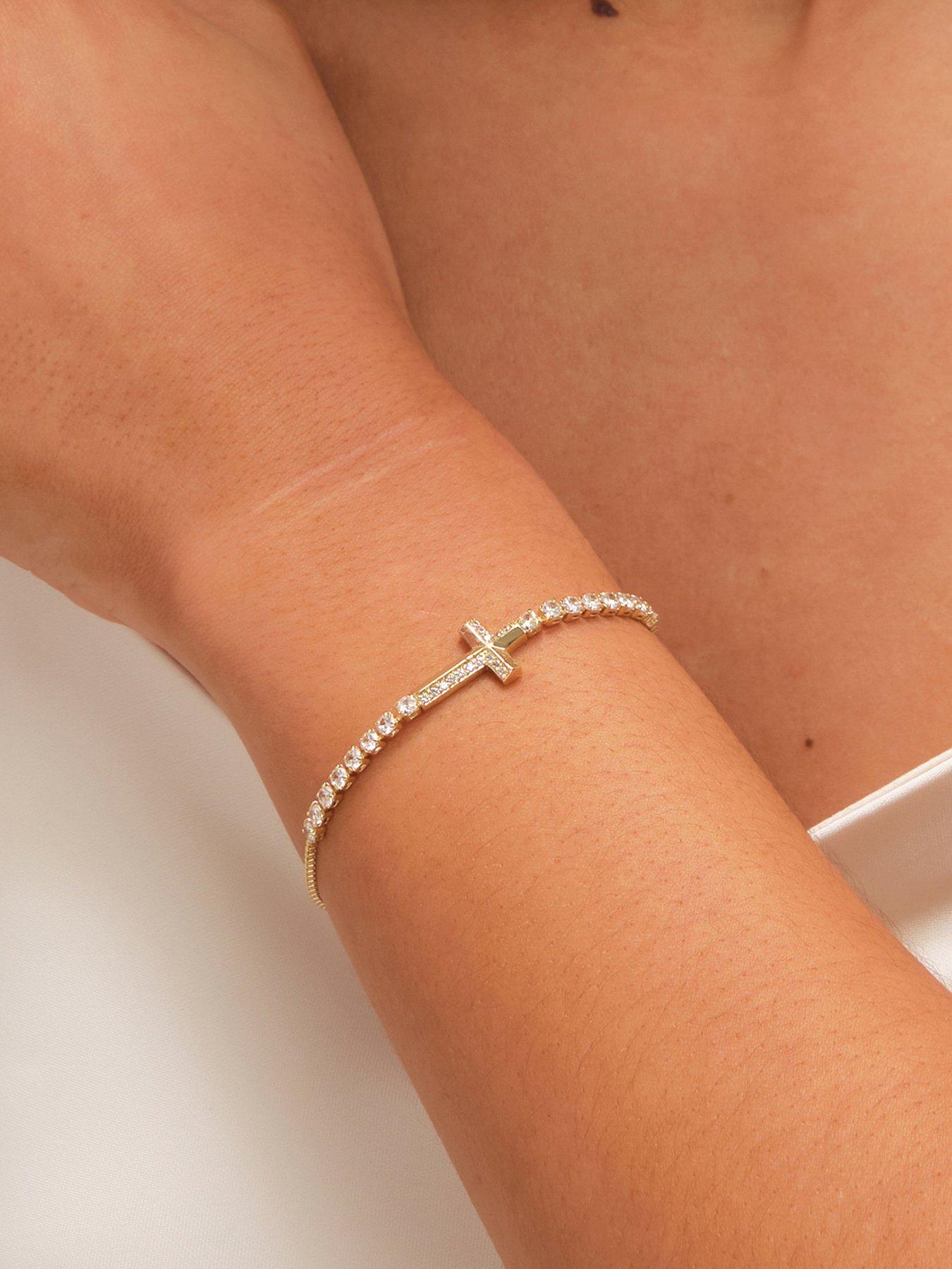 Image 1 of 3 of Jon Richard Gold Plated and Crystal Cross Toggle Bracelet