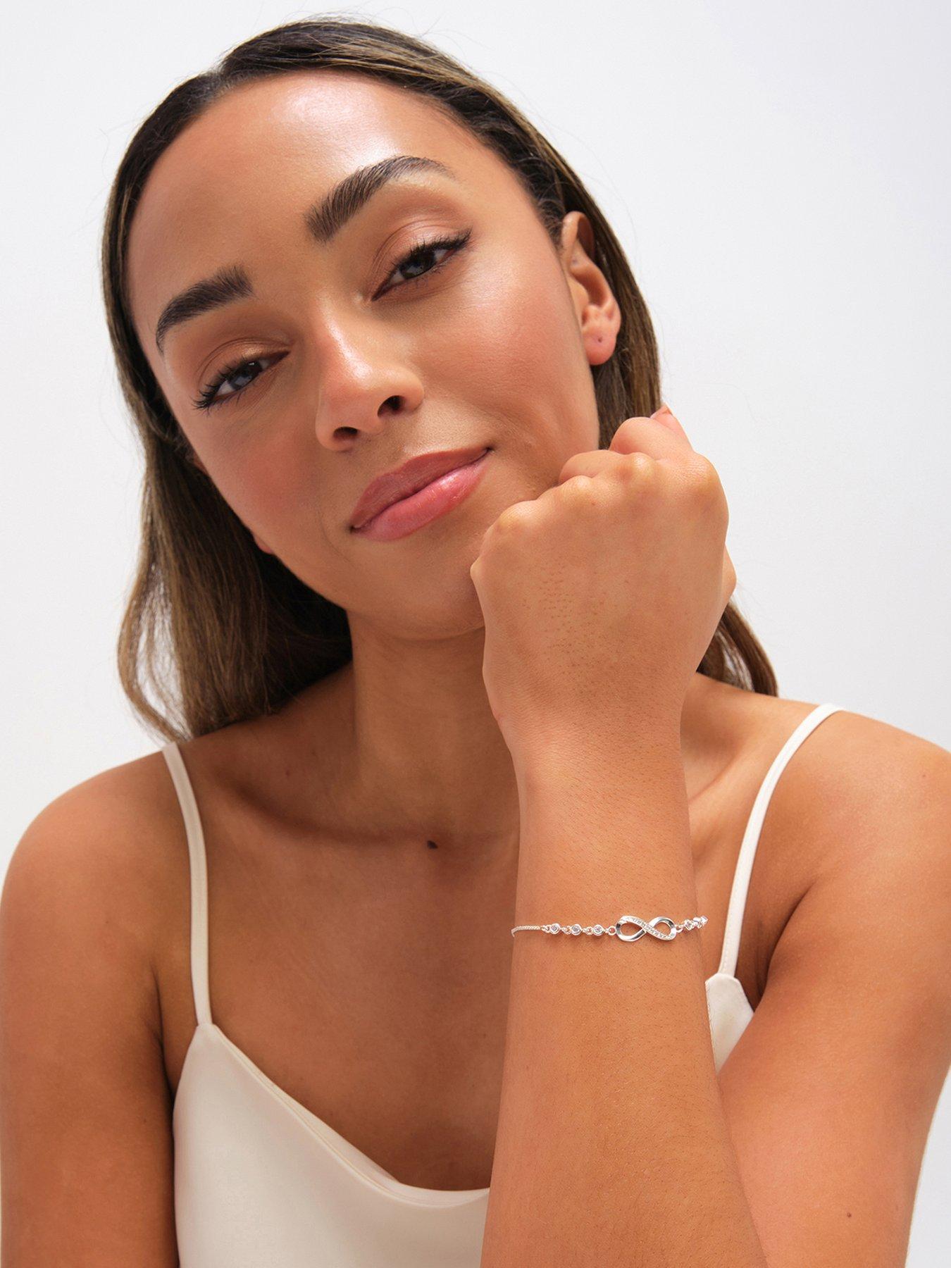 Image 1 of 3 of Jon Richard Jon Richard Silver Plated and Crystal Infinity Toggle Bracelet
