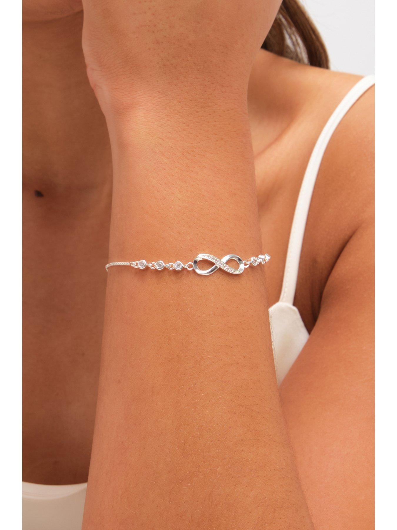 Image 3 of 3 of Jon Richard Jon Richard Silver Plated and Crystal Infinity Toggle Bracelet