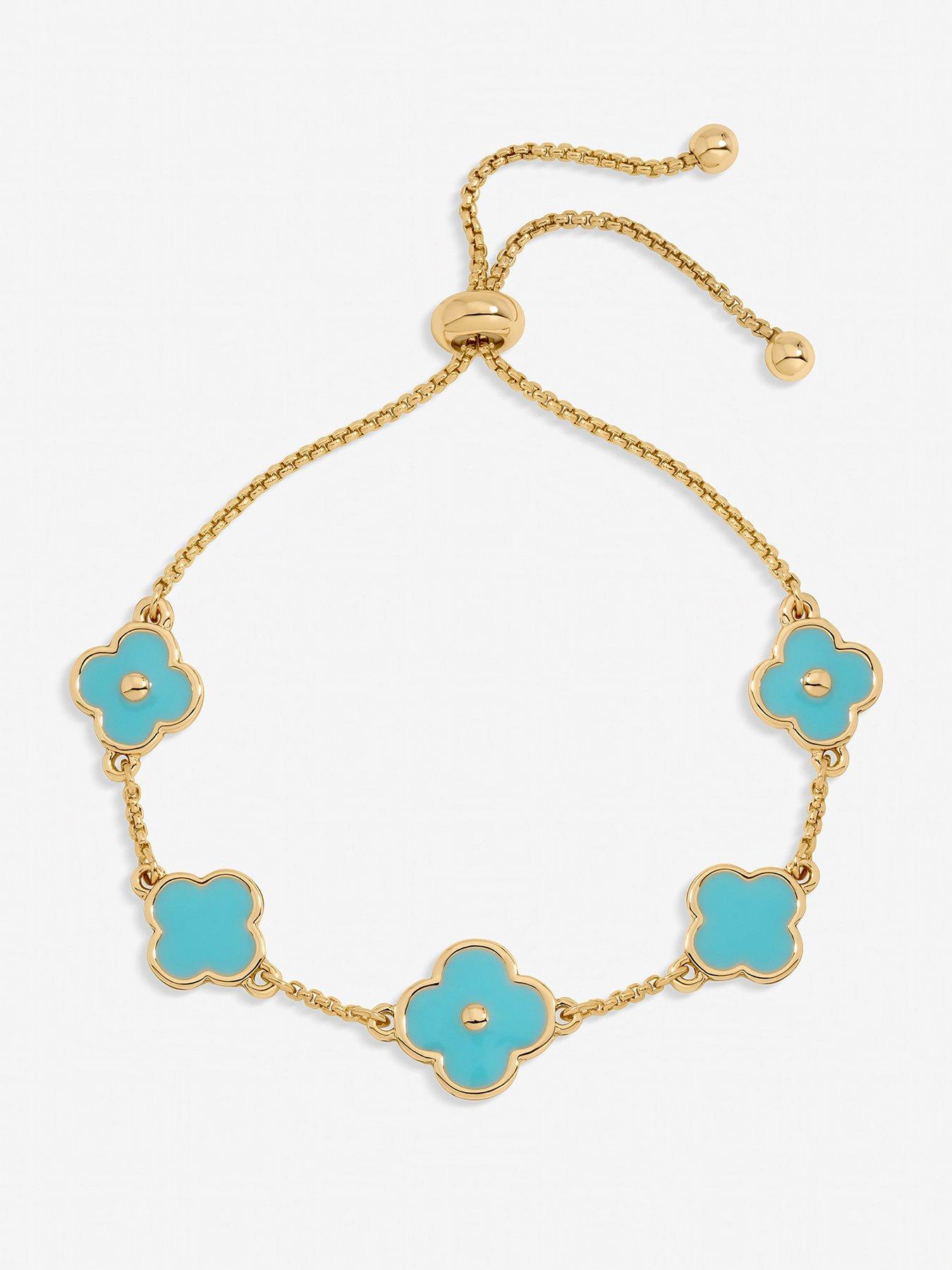 mood-gold-plated-and-turquoise-clover-bracelet