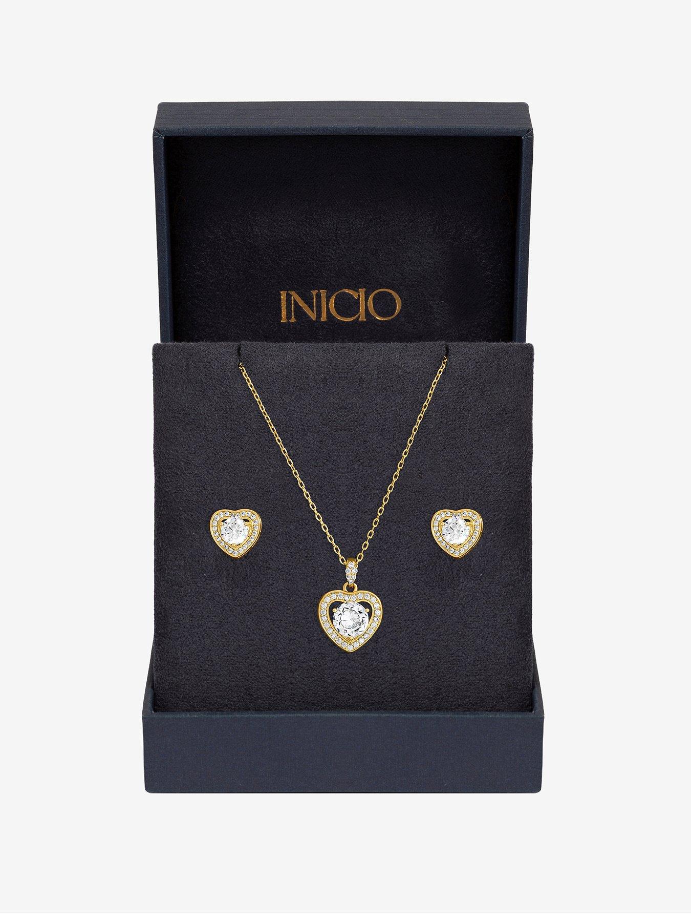 Inicio Inicio 14Ct Real Gold Plated Heart Set - Gift Box