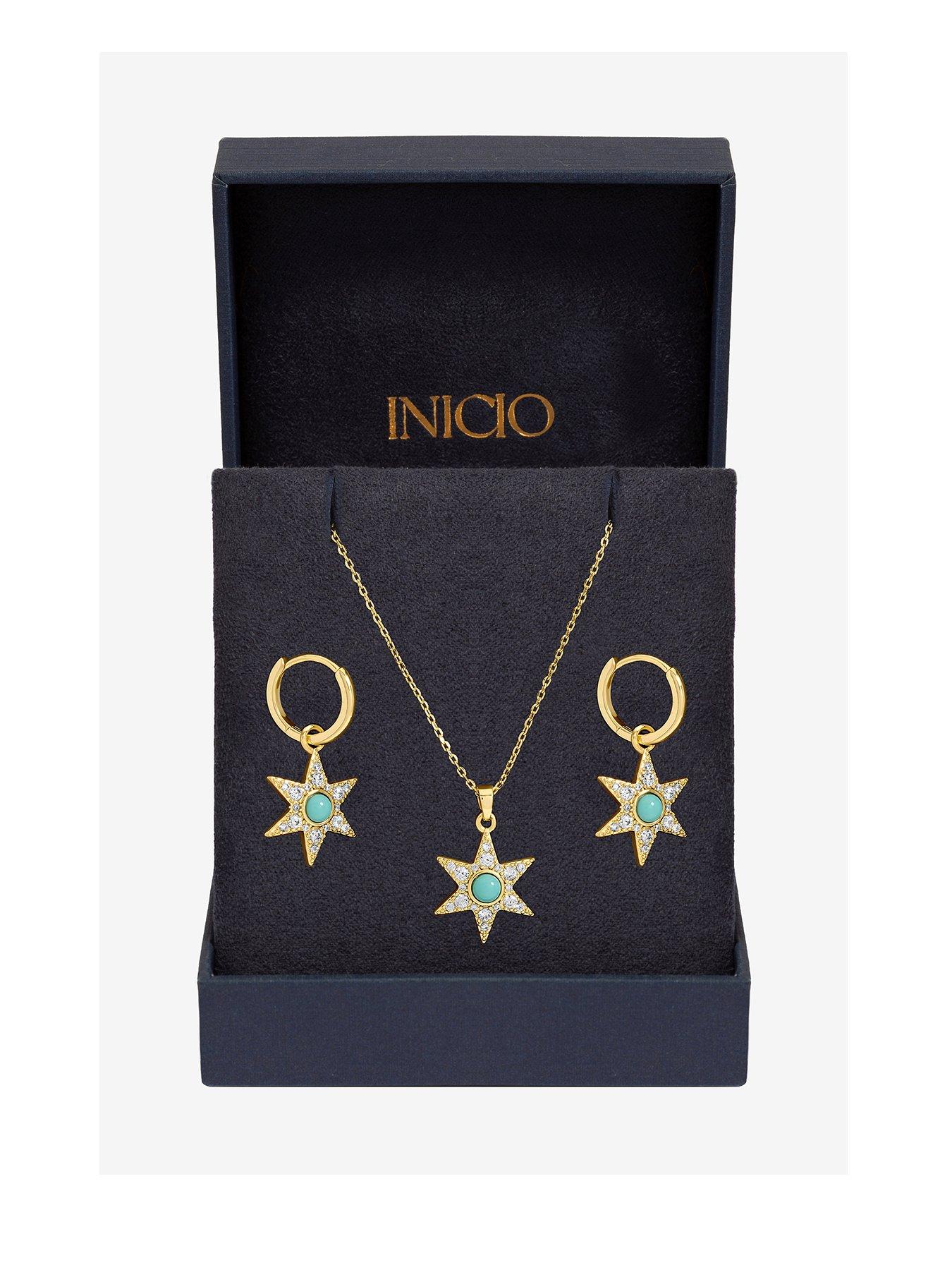 Inicio Inicio 14Ct Real Gold Plated Turquoise Star Trio Set - Gift Box