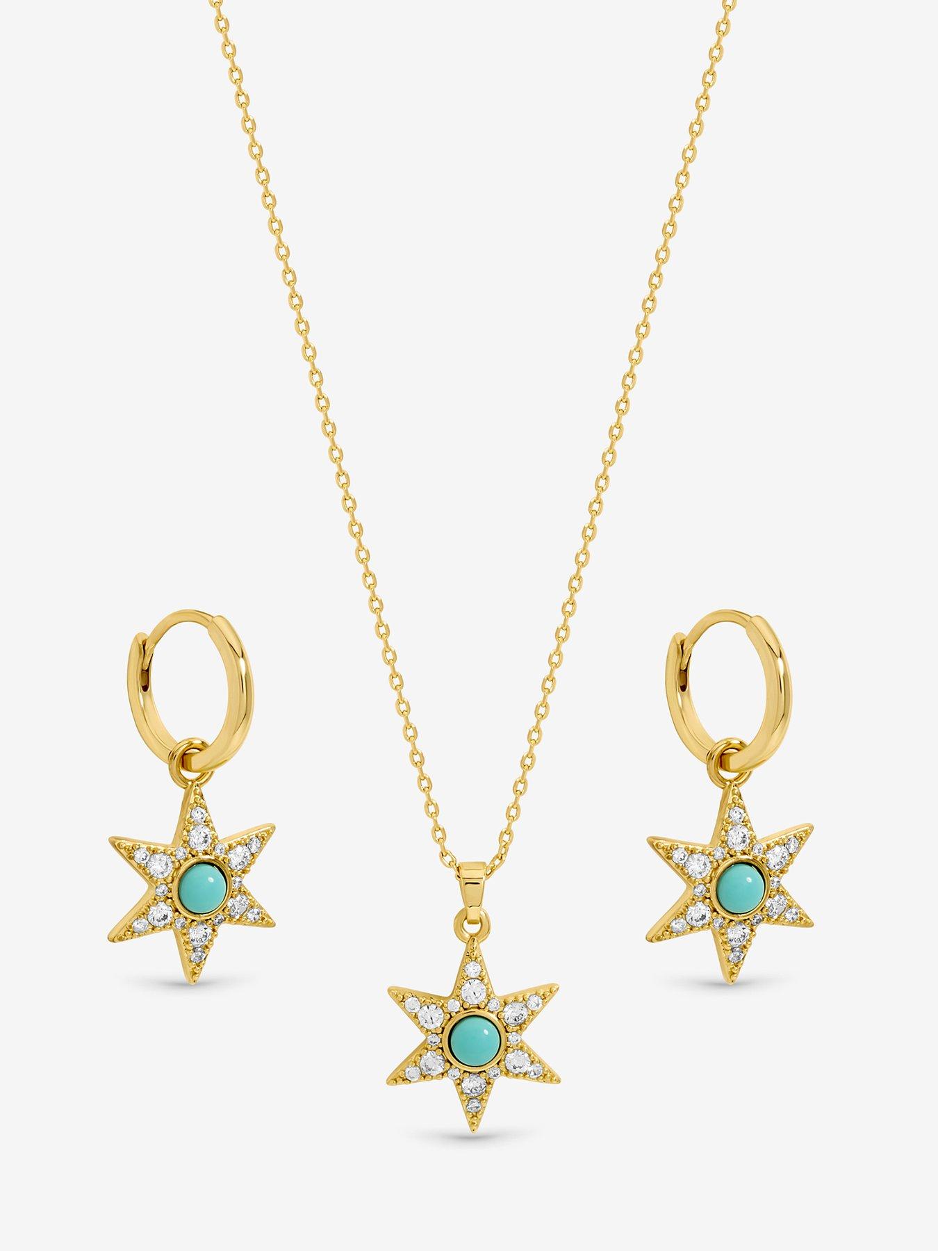 Image 3 of 5 of Inicio Inicio 14Ct Real Gold Plated Turquoise Star Trio Set - Gift Box