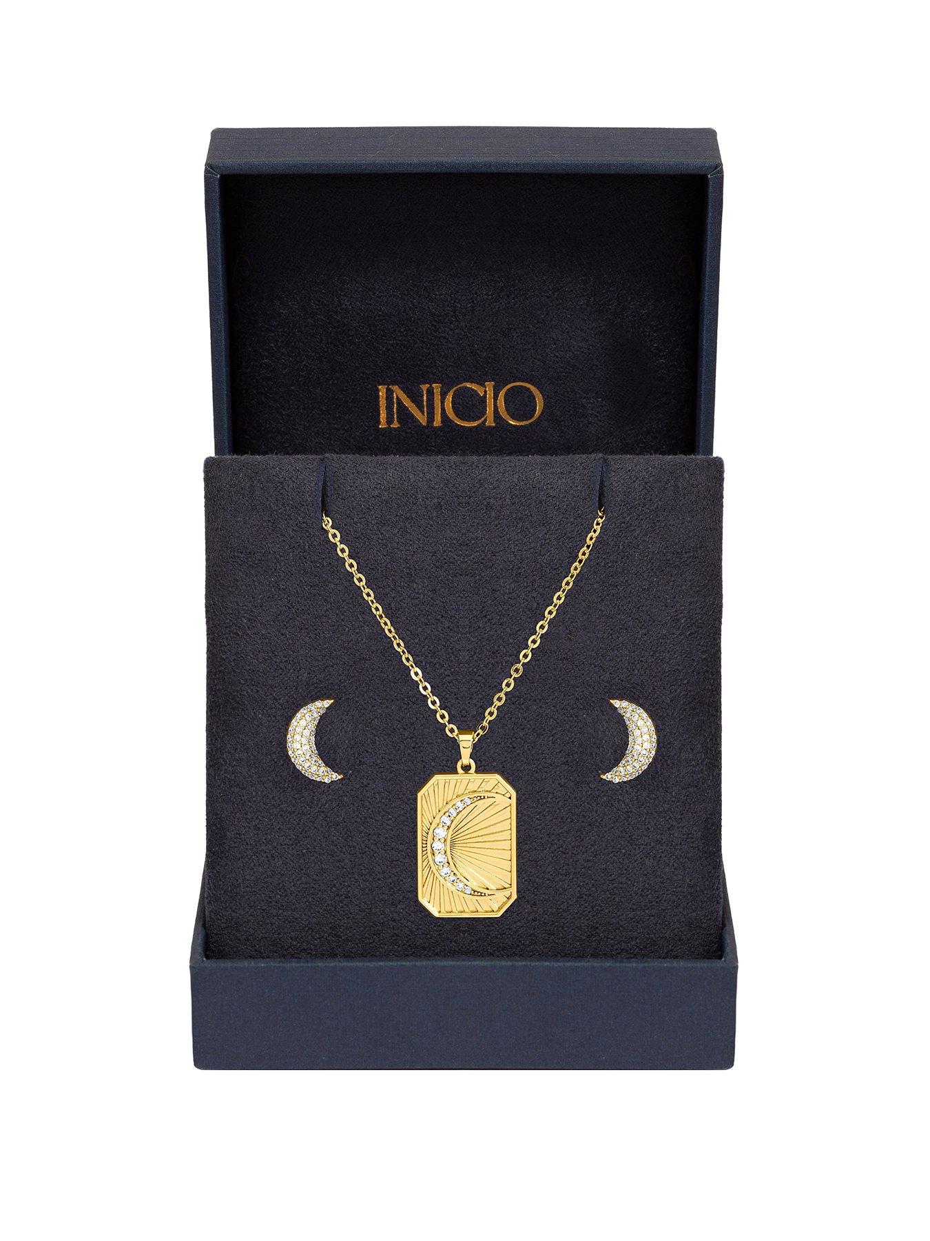 Inicio Inicio Gold Plated and Pave Moon Set - Gift Box