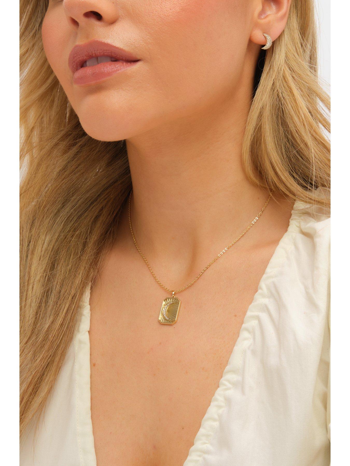Image 2 of 4 of Inicio Inicio Gold Plated and Pave Moon Set - Gift Box