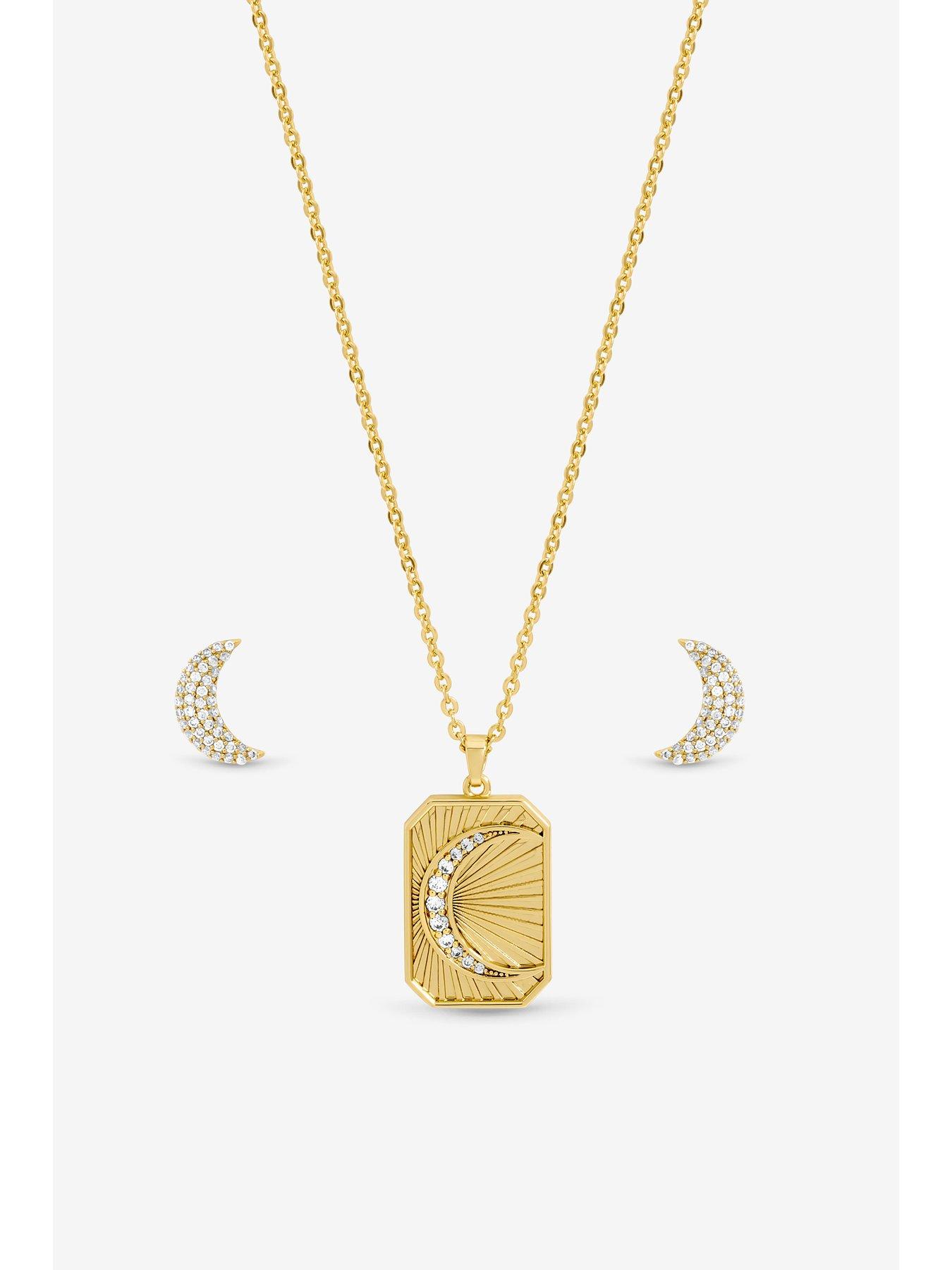 Image 3 of 4 of Inicio Inicio Gold Plated and Pave Moon Set - Gift Box