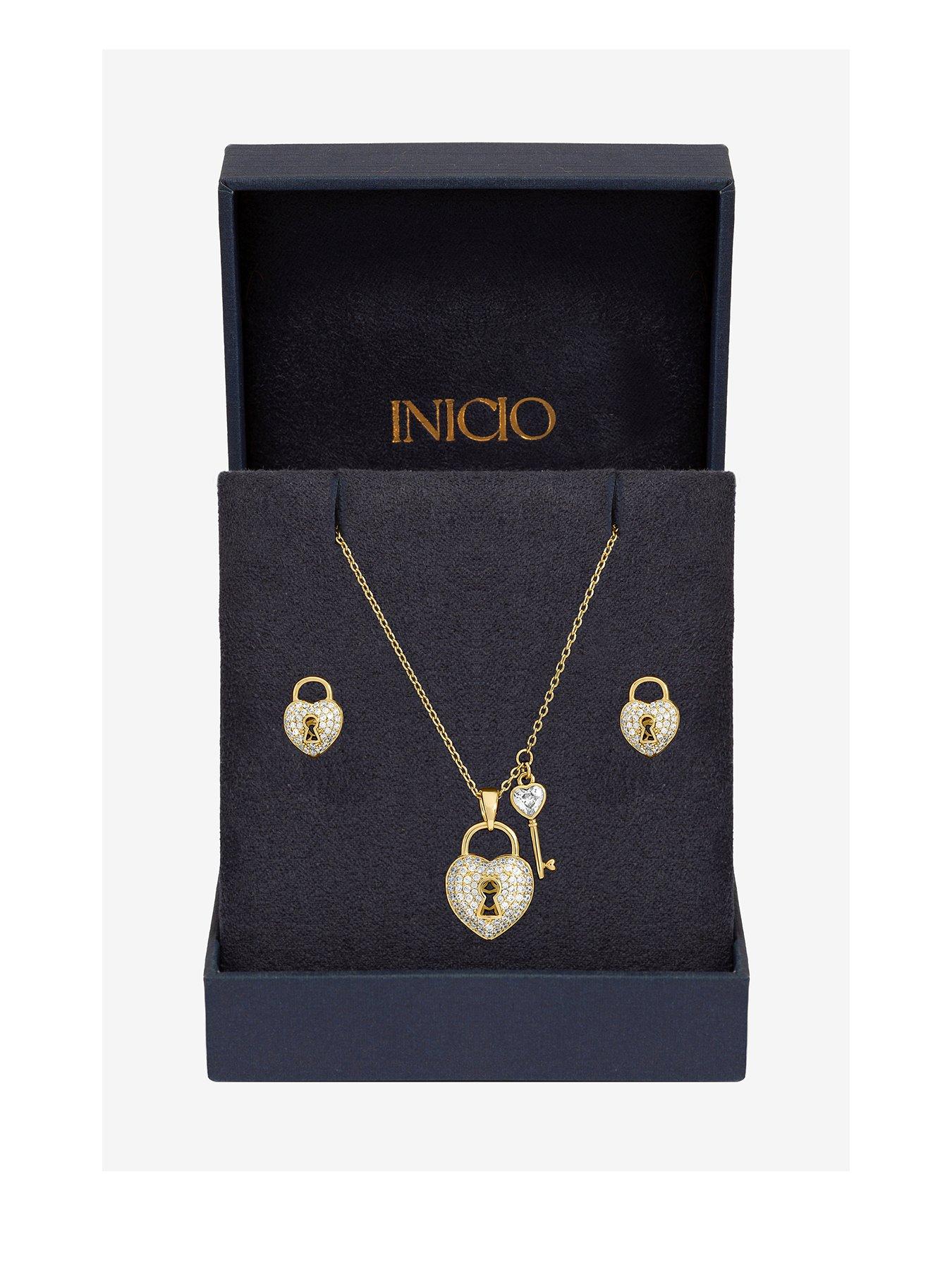 Inicio Inicio Gold Plated Padlock Heart Set - Gift Box