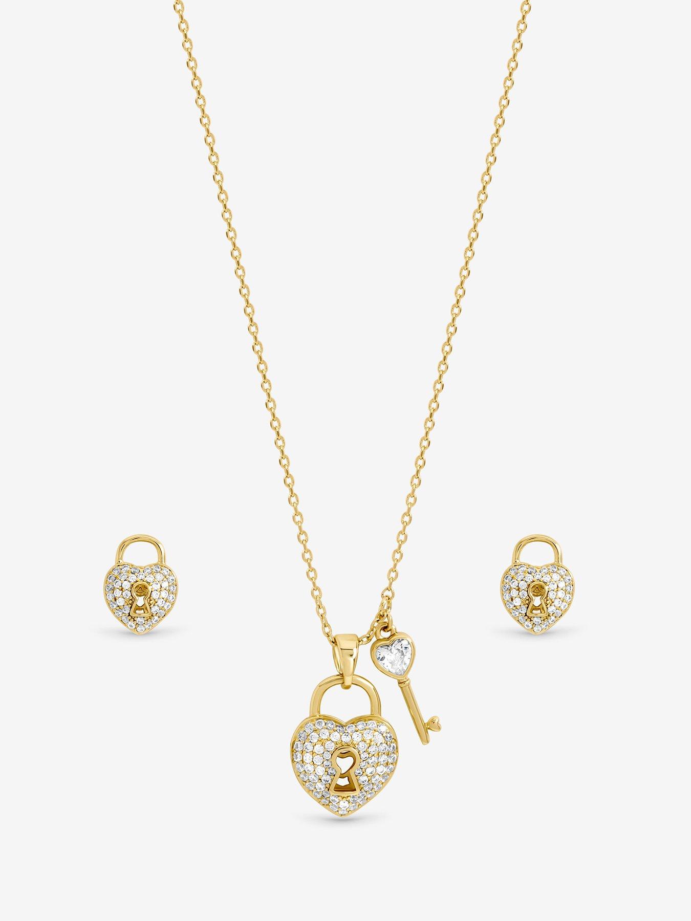 Image 3 of 5 of Inicio Inicio Gold Plated Padlock Heart Set - Gift Box