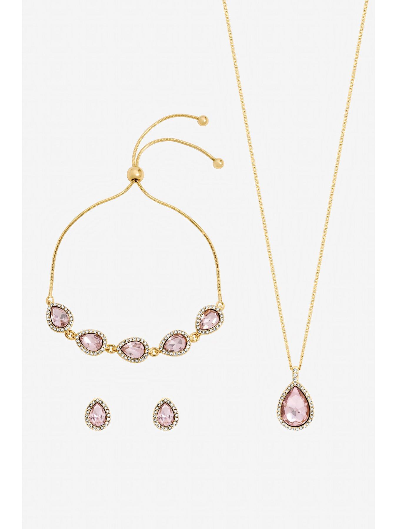 jon-richard-gold-plated-and-pink-pear-drop-trio-set-gift-boxstillFront