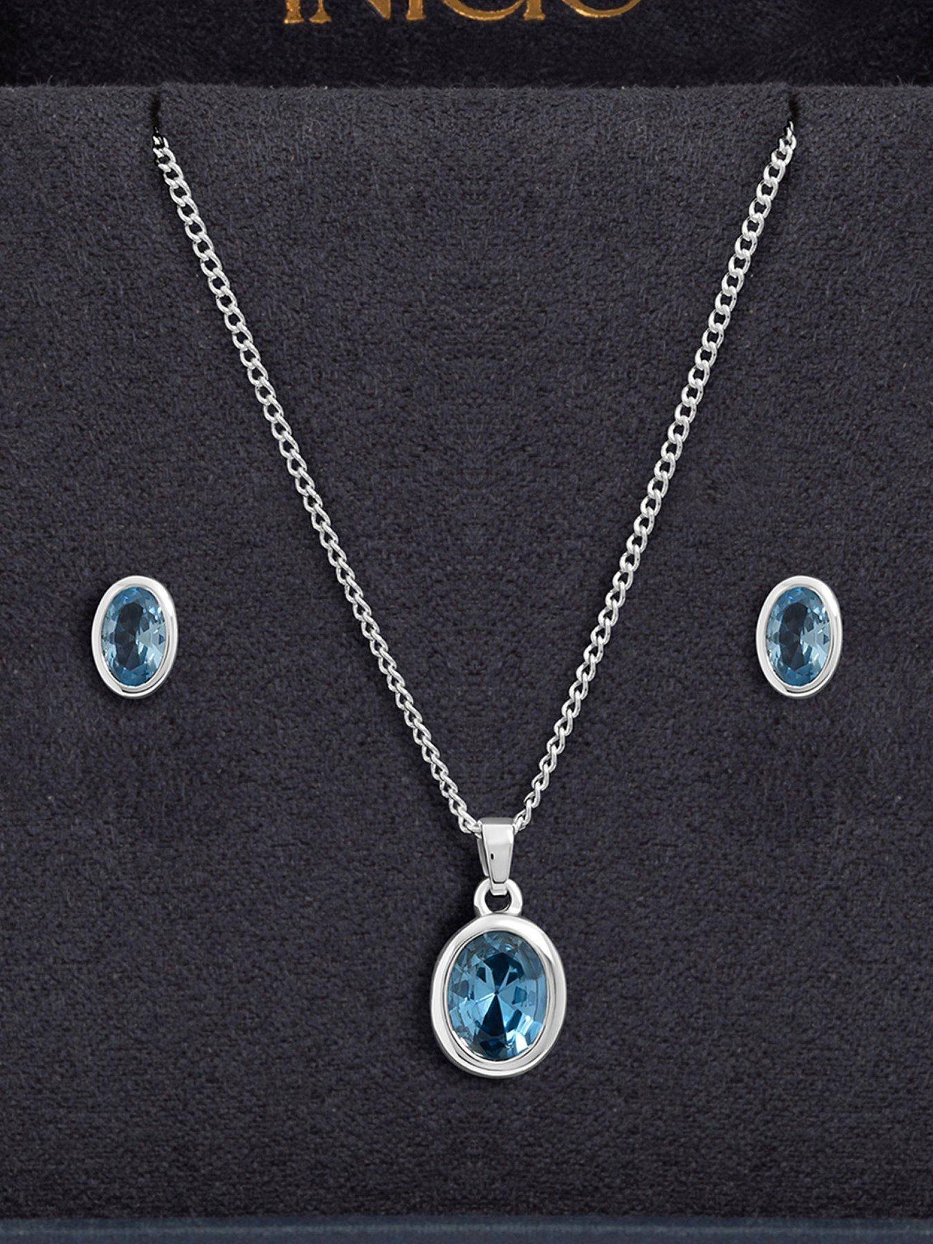 Image 1 of 2 of Inicio Blue Topaz Oval Bezel Set - Gift Box