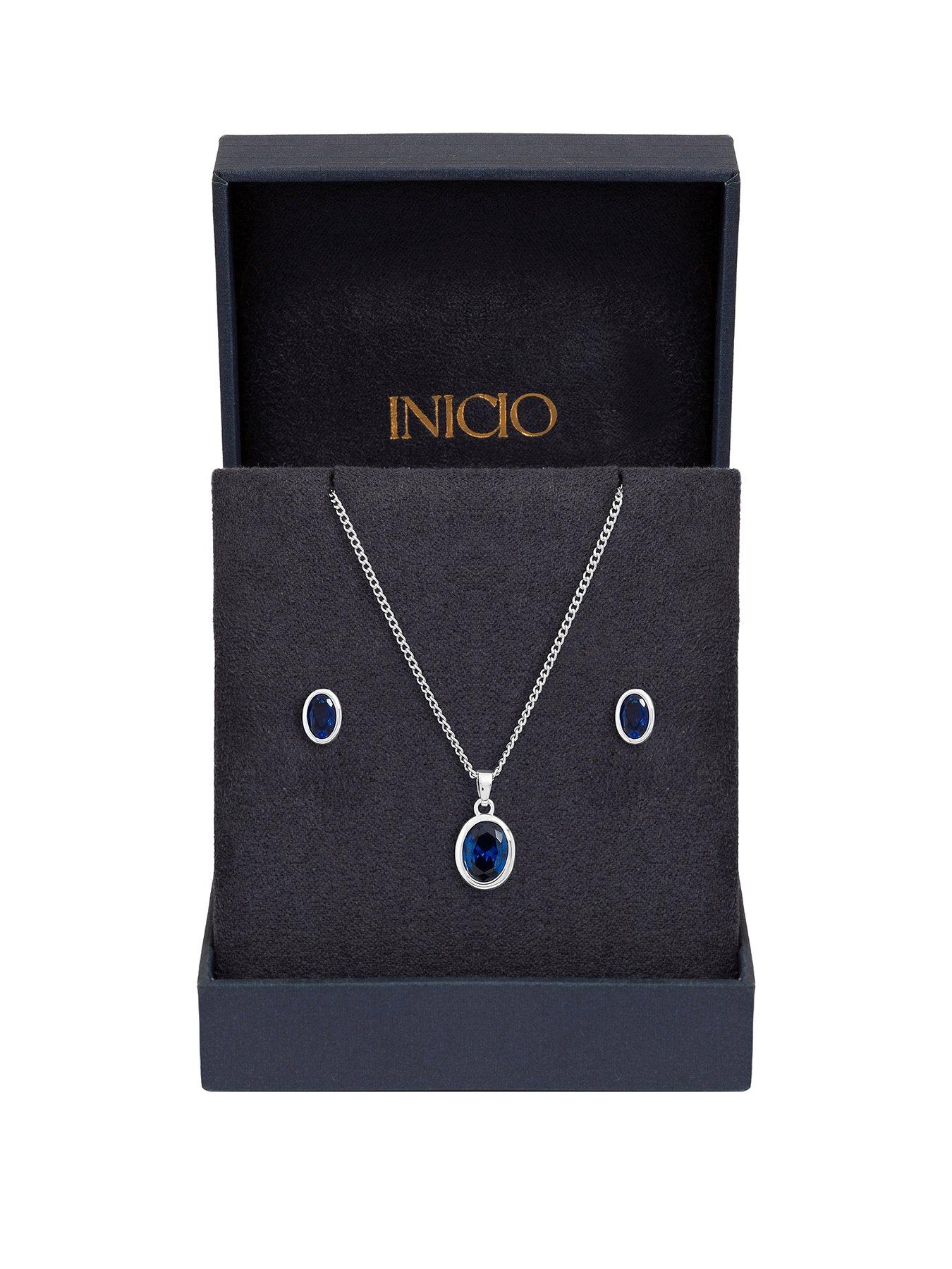 Image 1 of 2 of Inicio Sapphire Oval Bezel Set - Gift Box