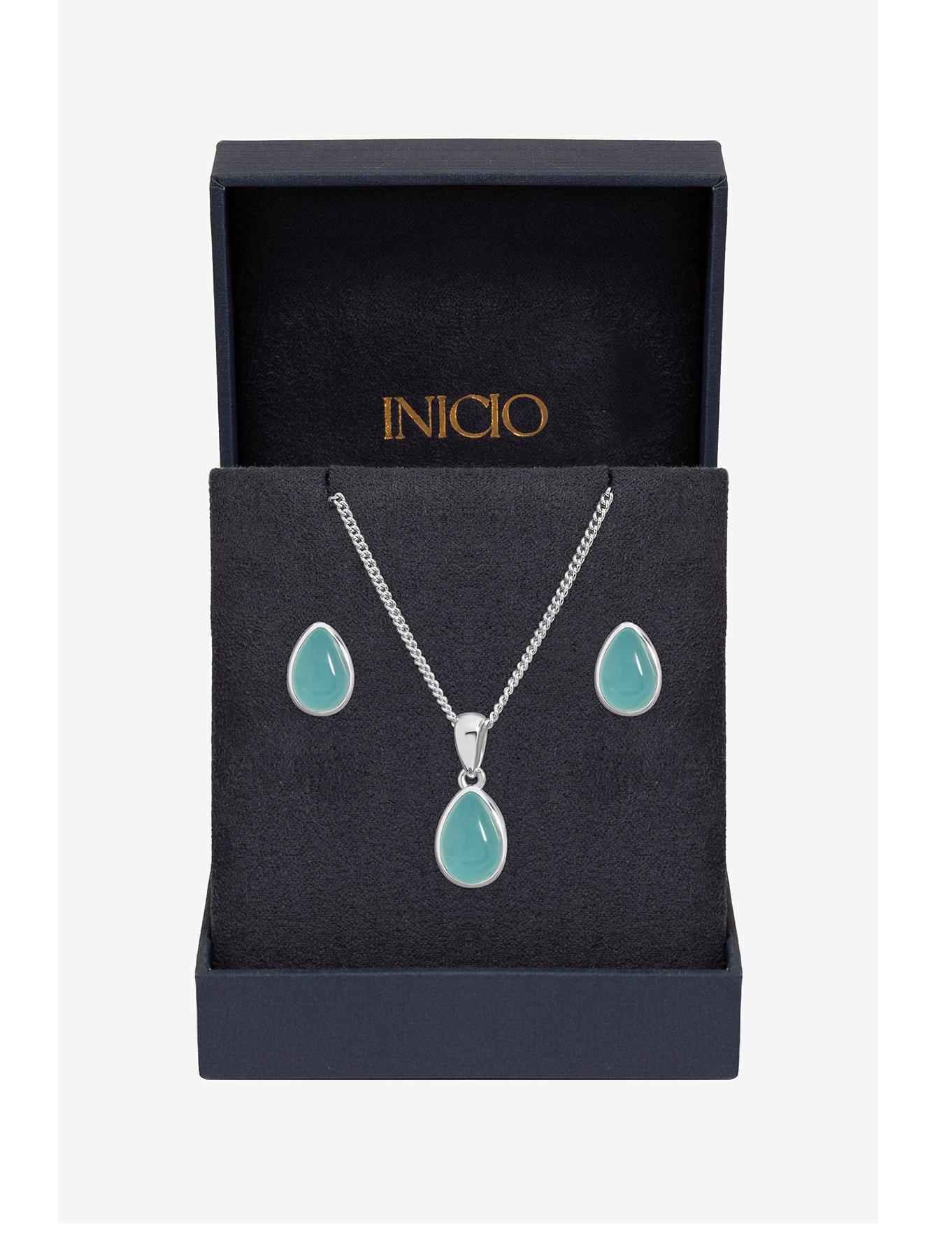 Image 1 of 5 of Inicio Sterling Silver Turquoise Peardrop Set - Gift Box