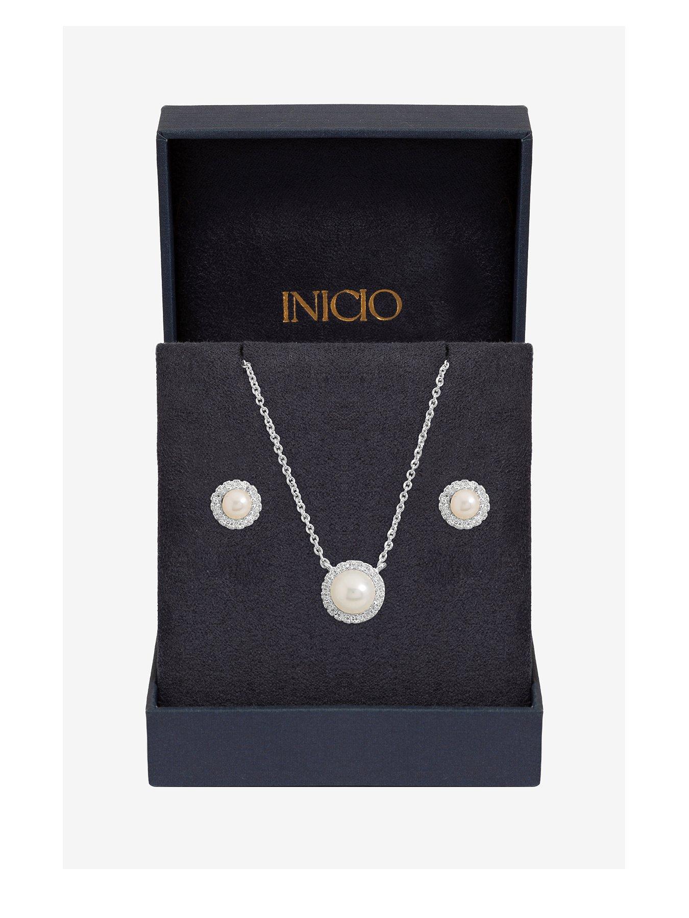 Image 1 of 4 of Inicio Sterling Silver Pearl Halo Set - Gift Box