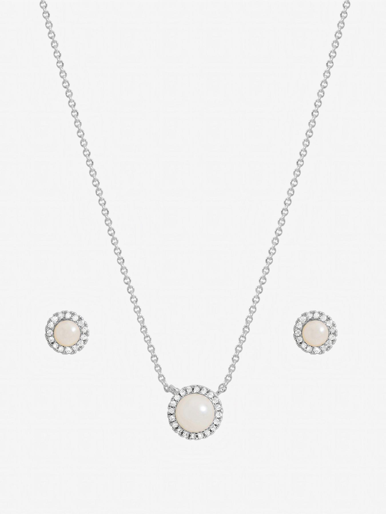 Image 2 of 4 of Inicio Sterling Silver Pearl Halo Set - Gift Box