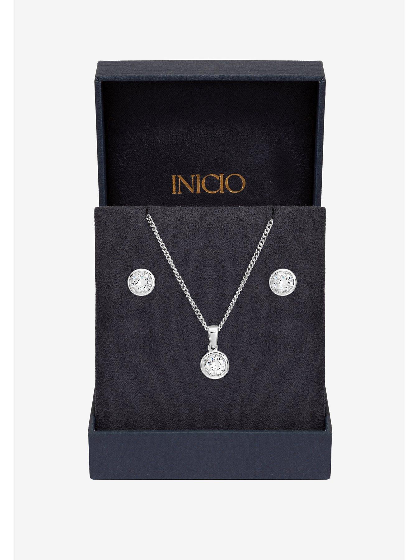 Image 1 of 4 of Inicio Sterling Silver Cubic Zirconia Bezel Set - Gift Box