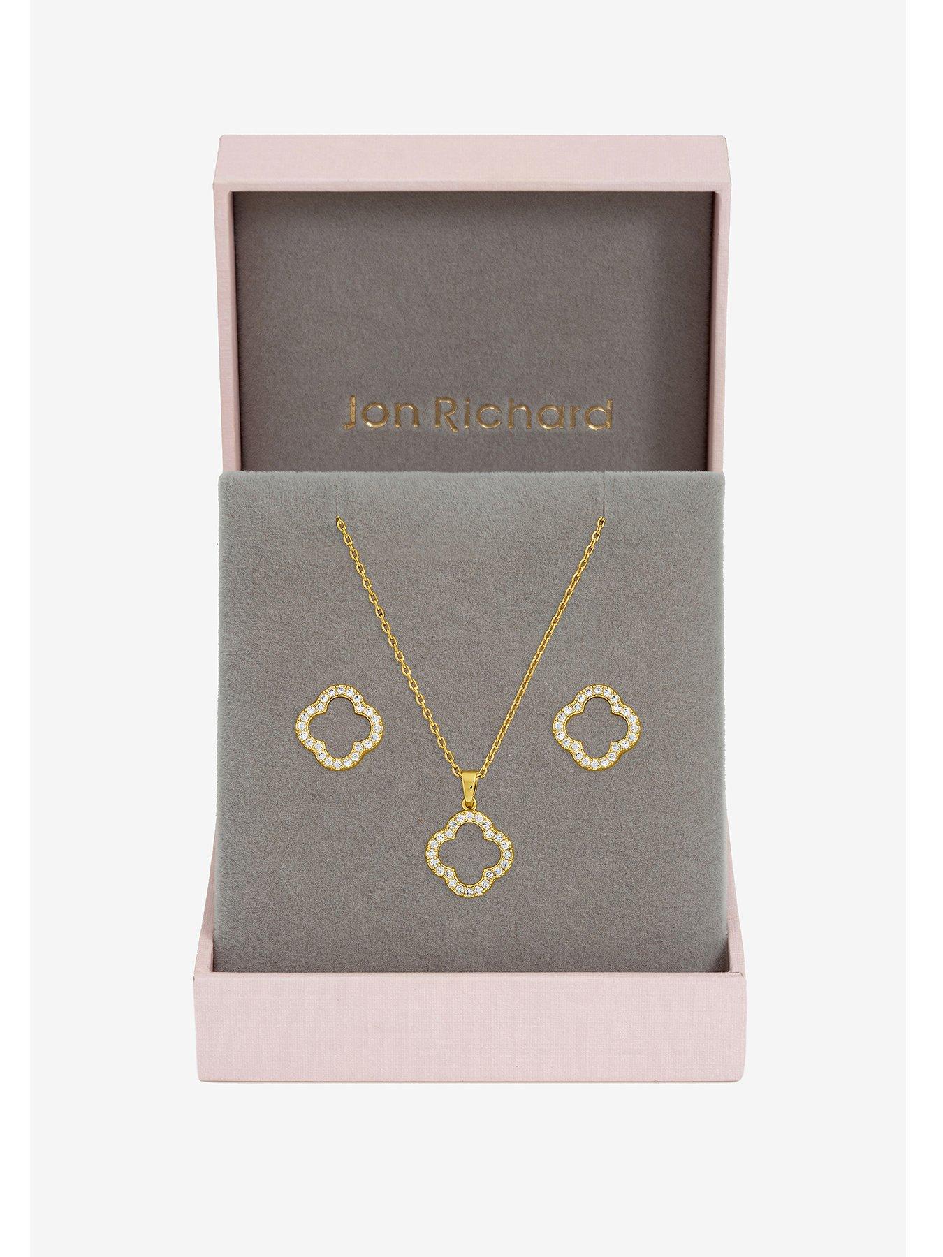 Jon Richard Jon Richard Gold Plated Cubic Zirconia Open Clover Set - Gift Box