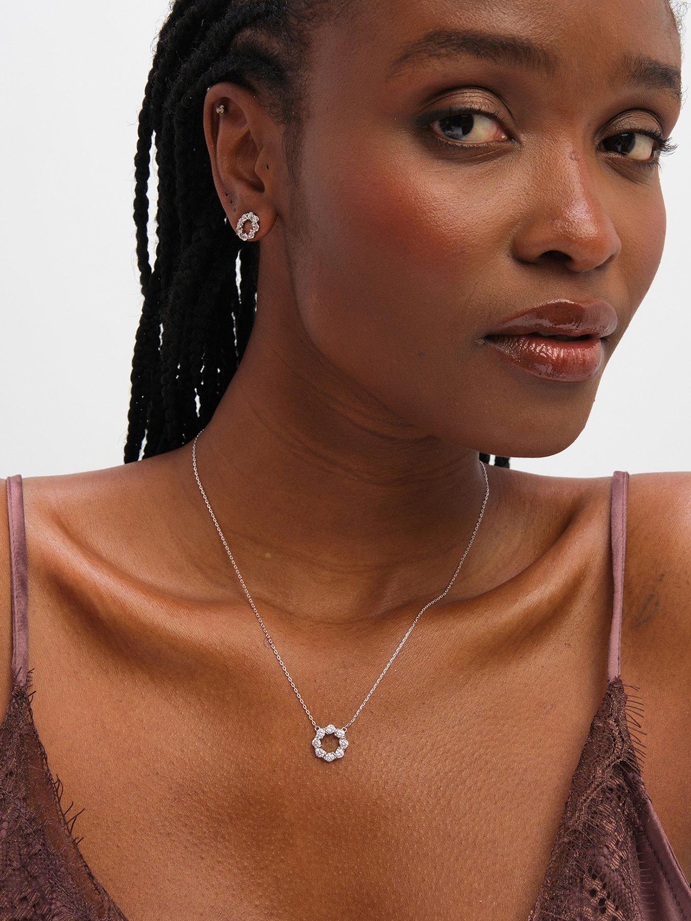 Image 1 of 5 of Jon Richard Rhodium Plated Crystal Open Circle Bridal Set - Gift Box