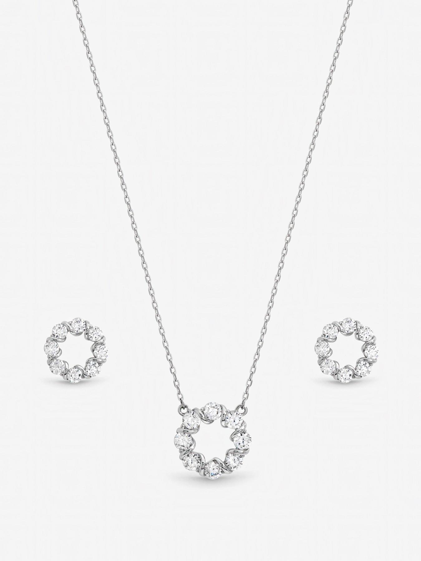 Image 3 of 5 of Jon Richard Rhodium Plated Crystal Open Circle Bridal Set - Gift Box