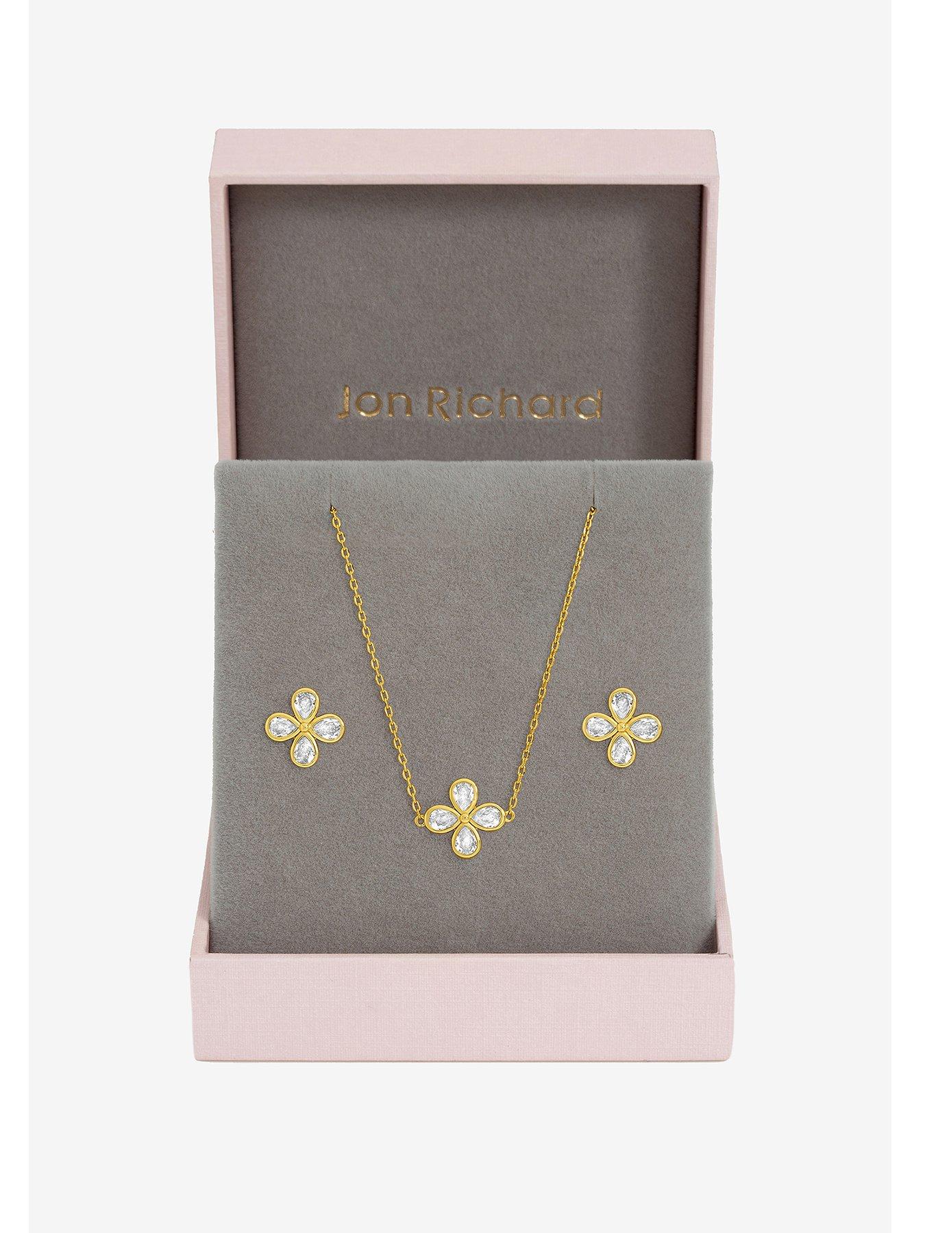 Jon Richard Jon Richard Gold Plated and Crystal Flower Bridal Set - Gift Box