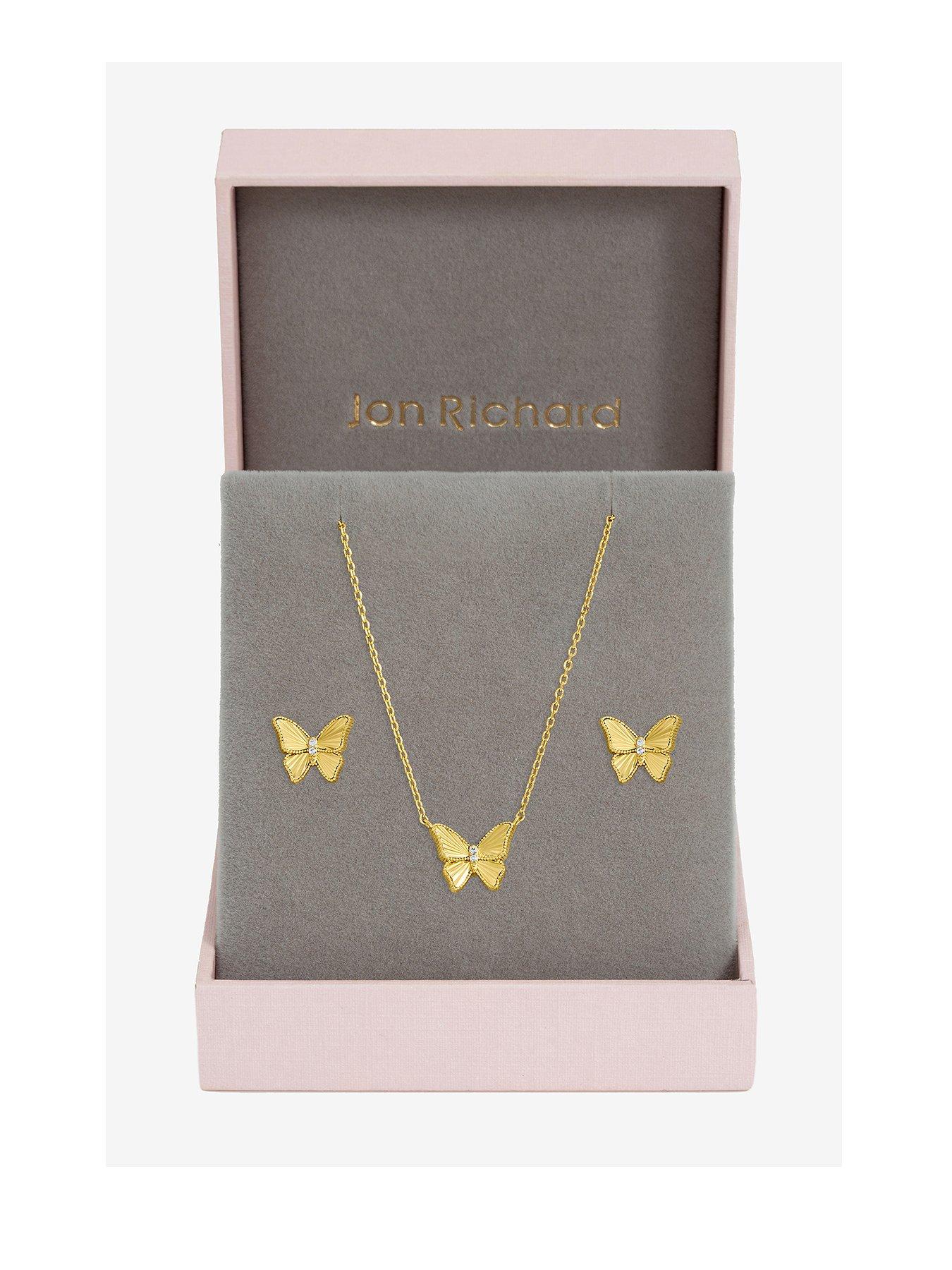 Jon Richard Jon Richard Gold Plated Diamond Cut Butterfly Set - Gift Box