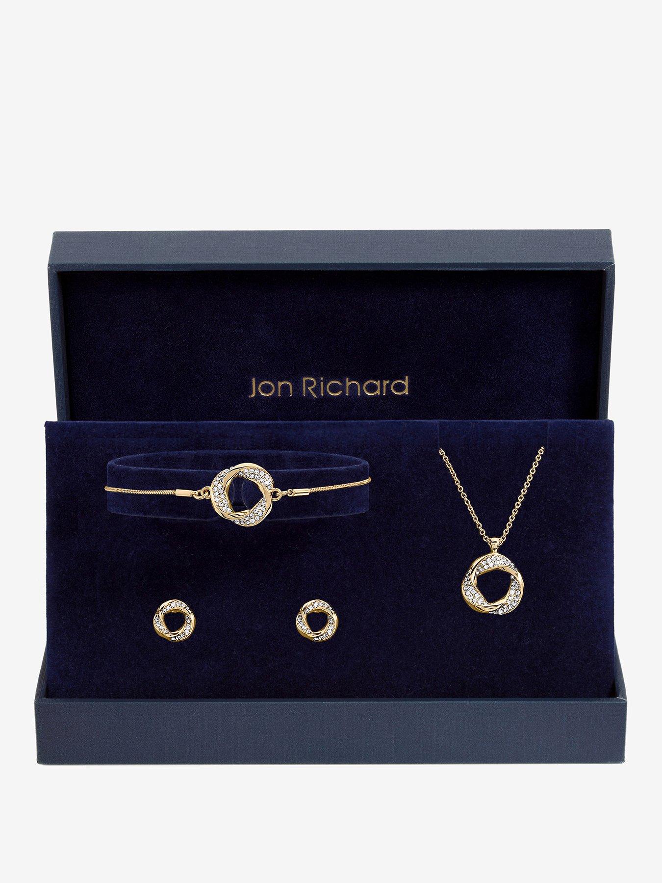 Jon Richard Jon Richard Gold Plated and Crystal Open Knot Set - Gift Box