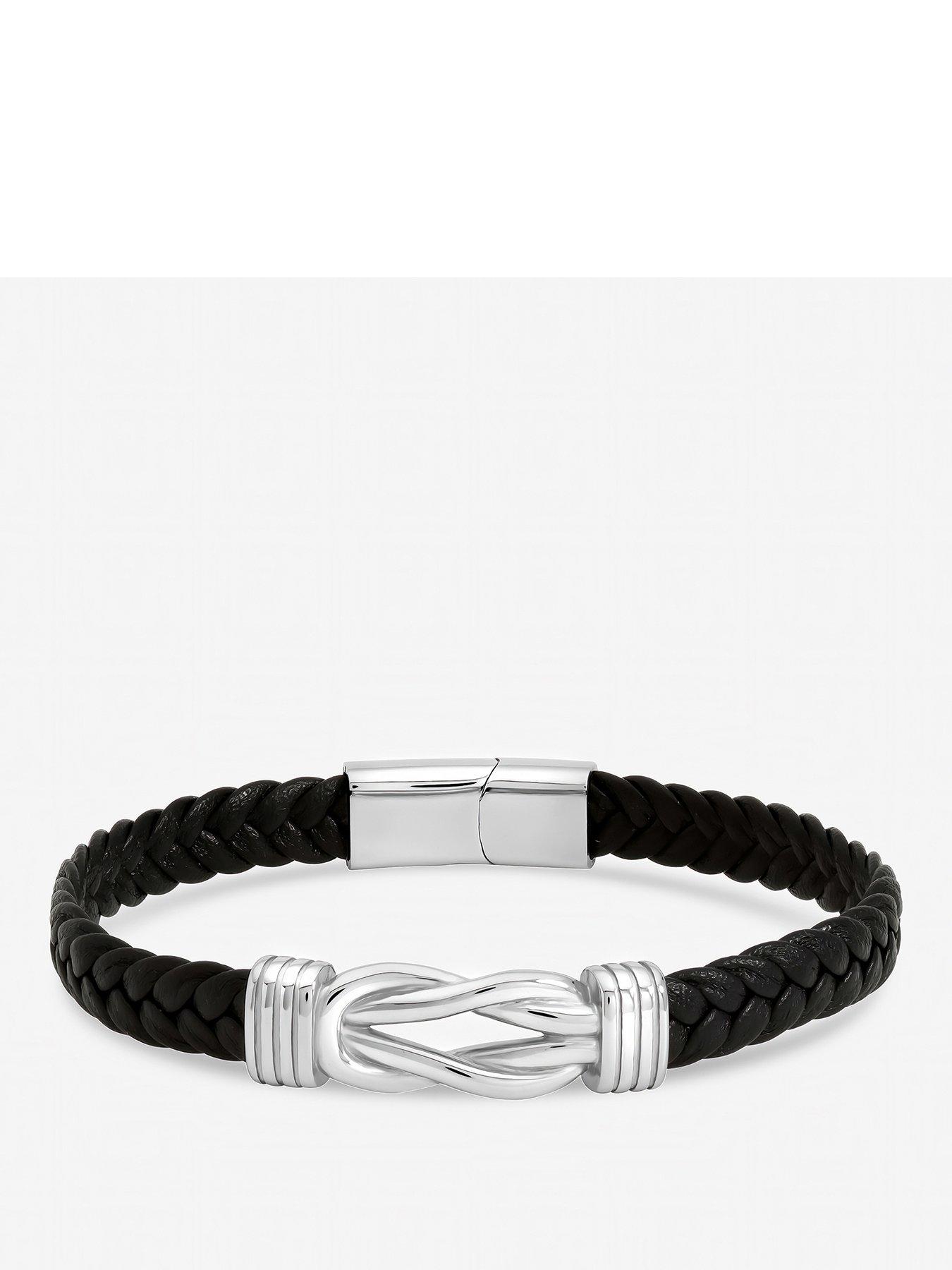 Inicio Inicio Men's Black Plaited Bracelet - Gift Pouch