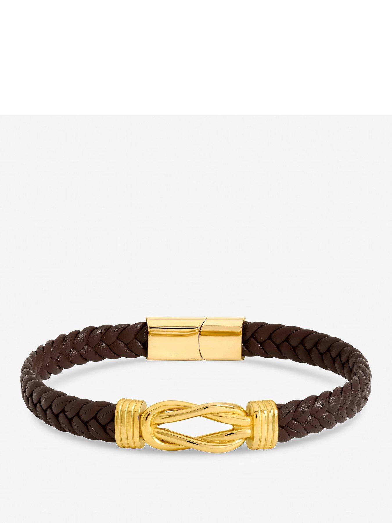 Inicio Inicio Men's Brown Plaited Bracelet - Gift Pouch