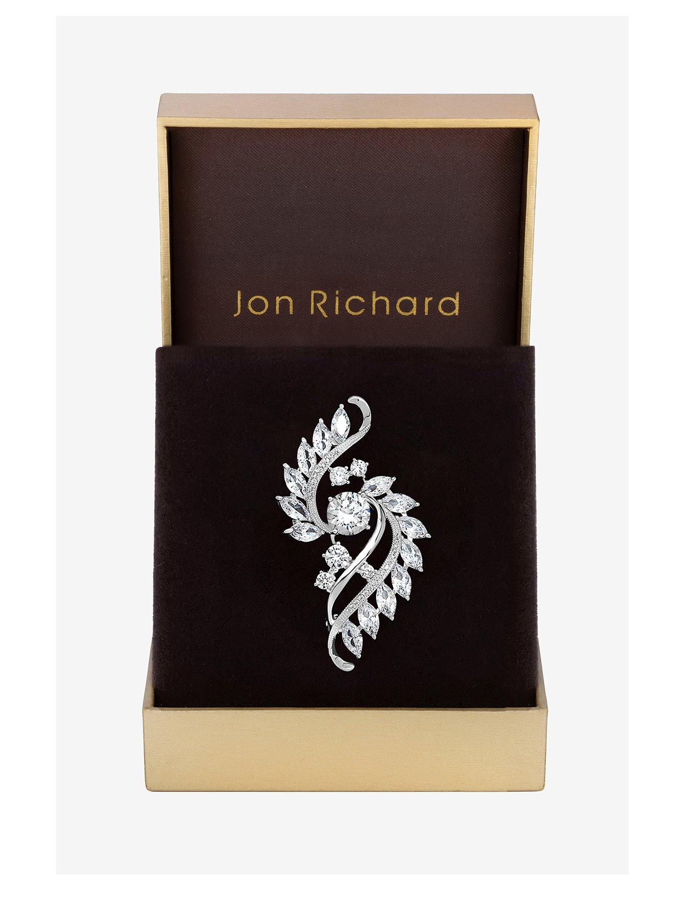 Image 1 of 3 of Jon Richard Silver Plated Crystal Brooch - Gift Box