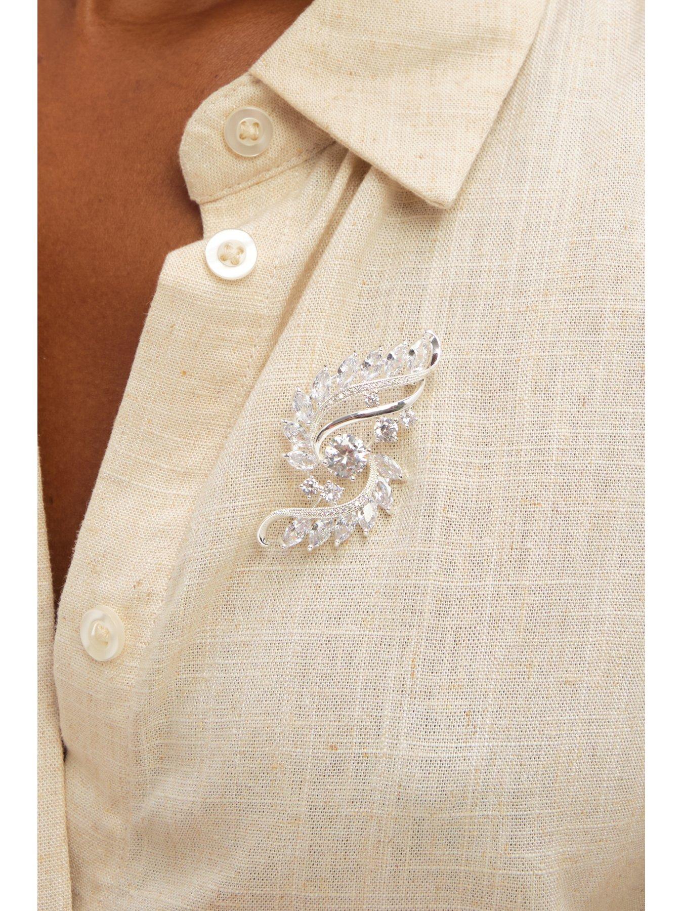 Image 3 of 3 of Jon Richard Silver Plated Crystal Brooch - Gift Box