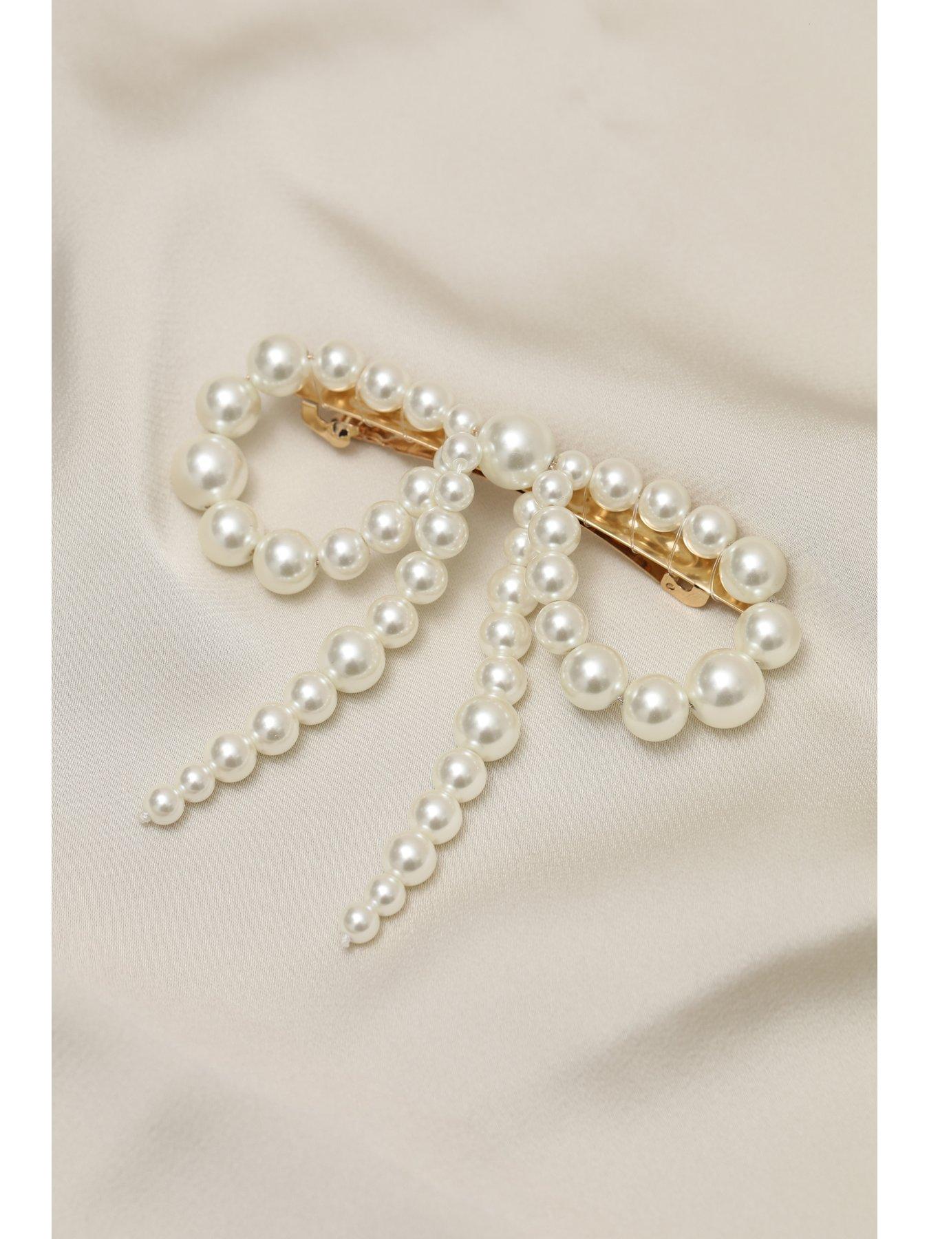 Image 2 of 2 of Jon Richard Gold Plated Pearl Bow Hair Clip