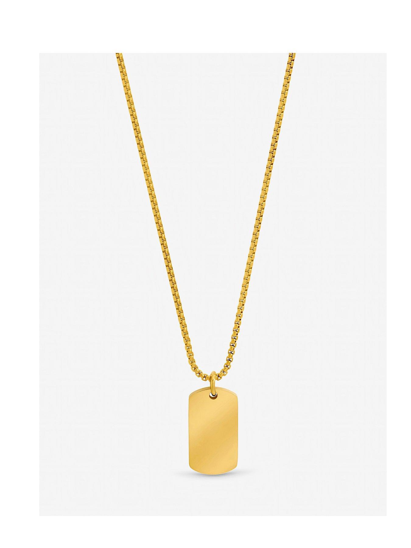 Inicio Inicio Men's Gold Plated Waterproof Dog Tag Necklace - Gift Pouch