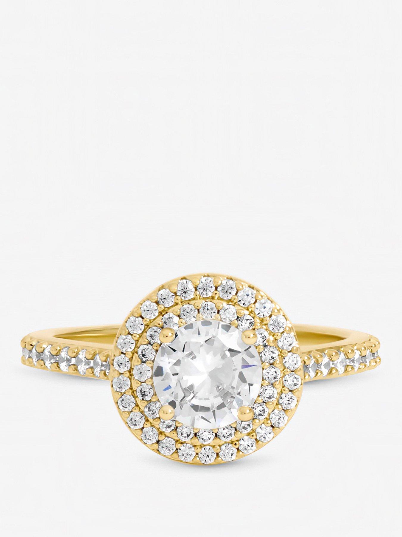 Jon Richard Gold Plated Cubic Zirconia Halo Ring