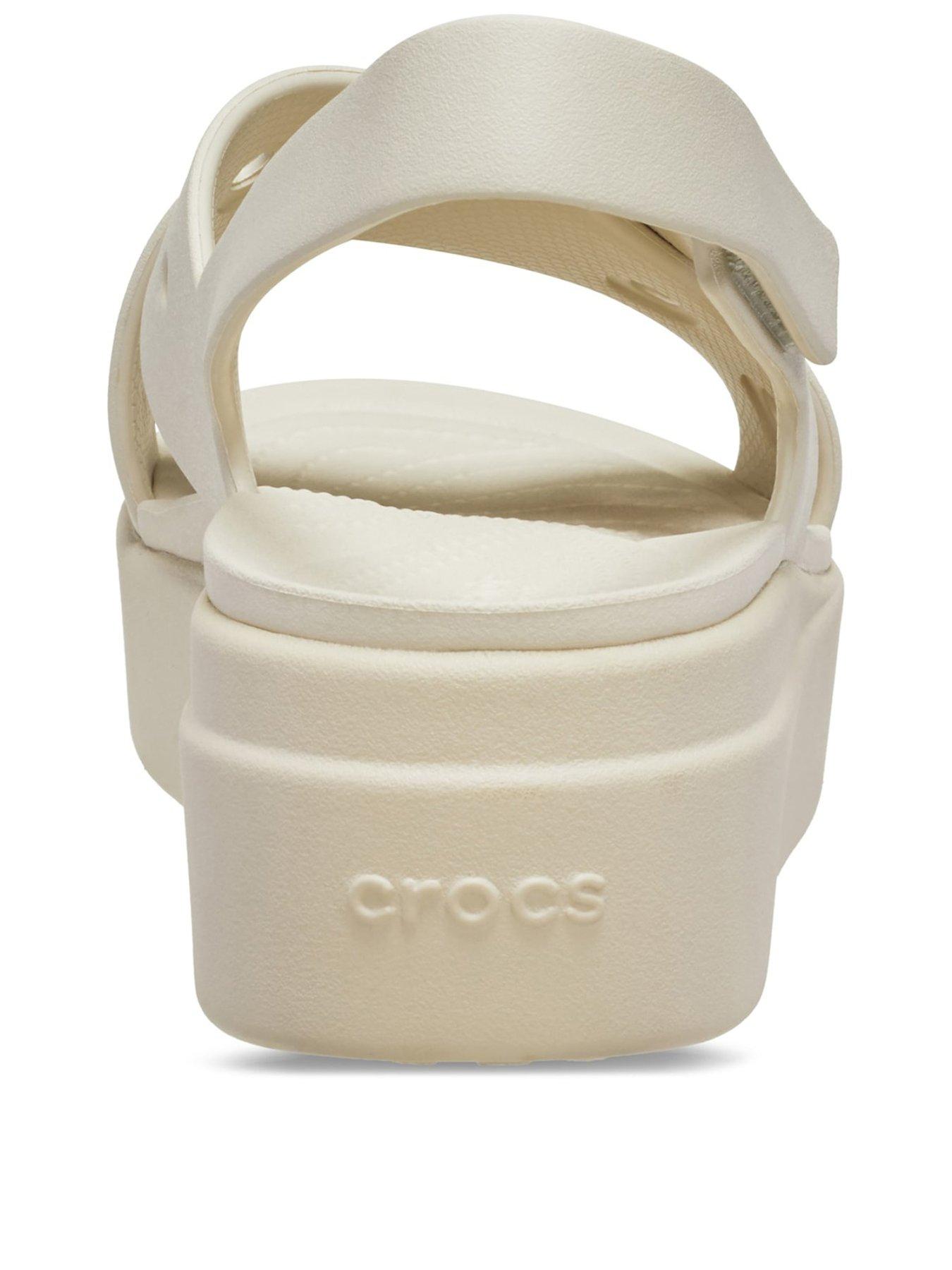 Image 3 of 6 of Crocs Brooklyn 4u Cross Strap Sandals - Off White&nbsp;