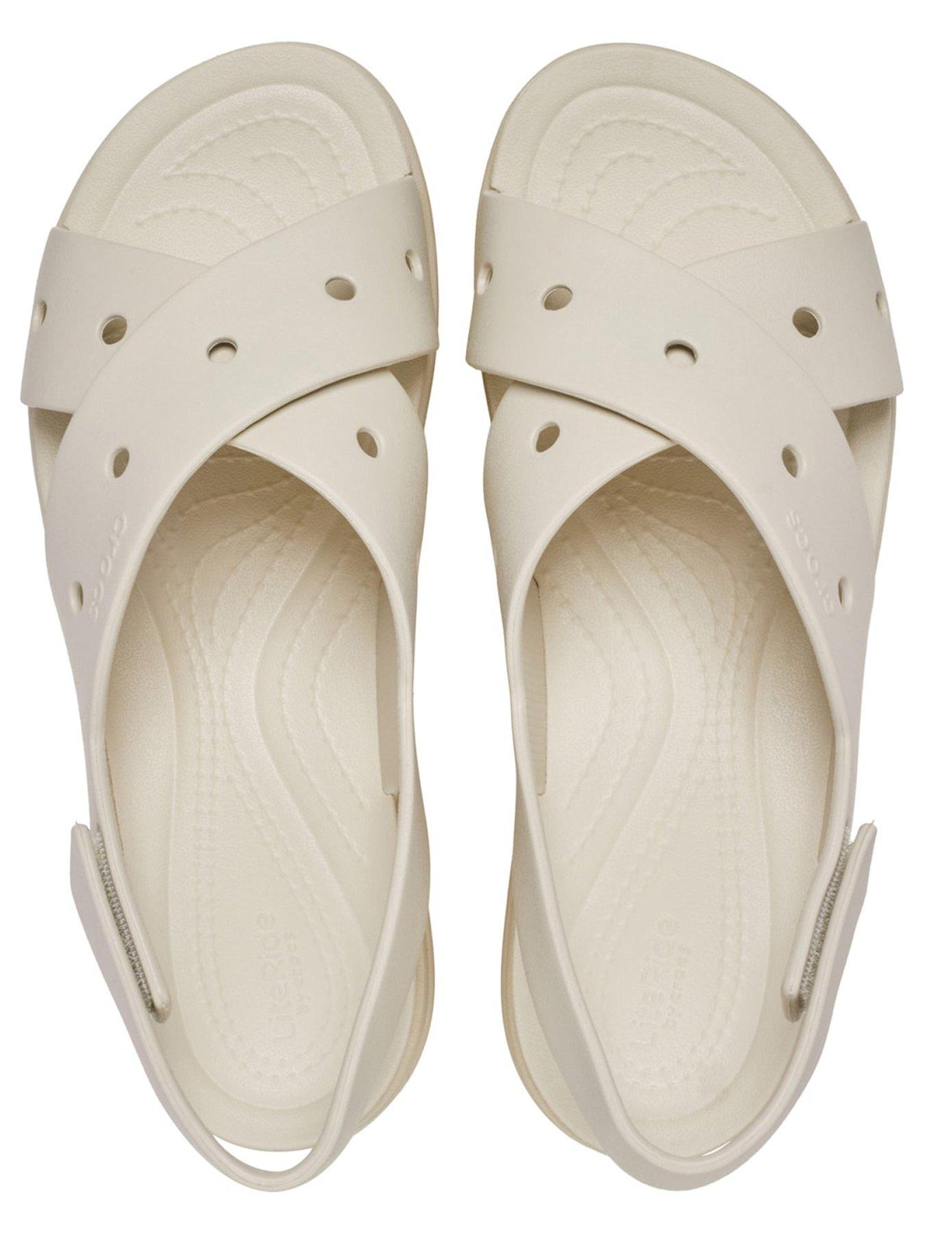 Image 4 of 6 of Crocs Brooklyn 4u Cross Strap Sandals - Off White&nbsp;
