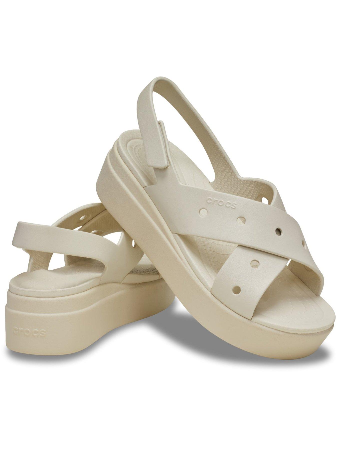 Image 6 of 6 of Crocs Brooklyn 4u Cross Strap Sandals - Off White&nbsp;