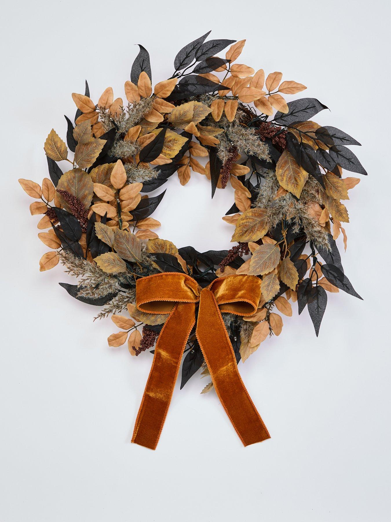 Image 3 of 5 of The Very Collection 60cm Lit&nbsp;Autumn Wreath with Velvet Bow