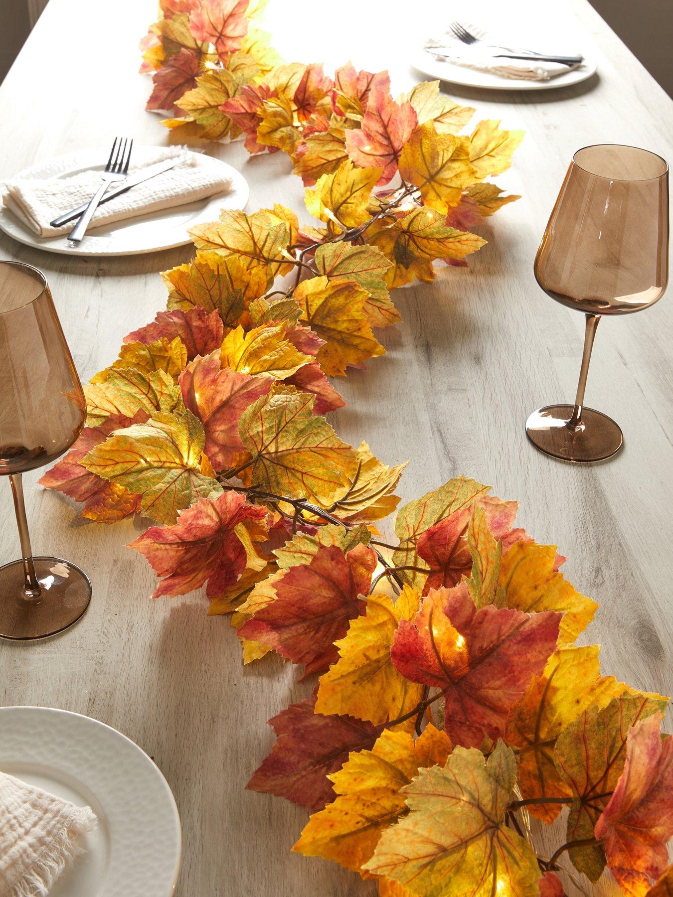 The Very Collection 6ft Maple Leaf Lit Garland with Timer Function Autumn Decoration