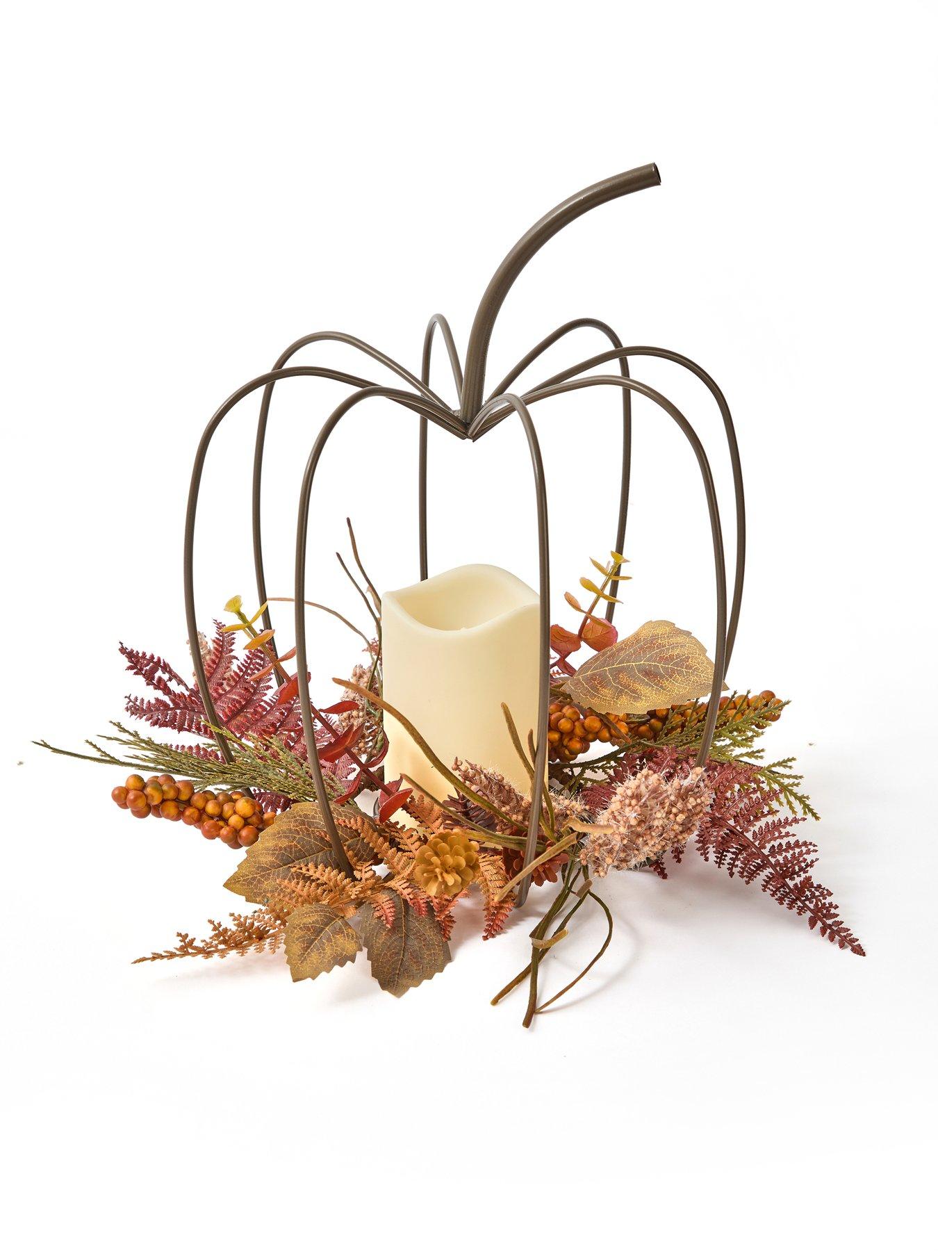 Image 3 of 7 of The Very Collection Pumpkin Table Centre With LED Candle Autumn Decoration