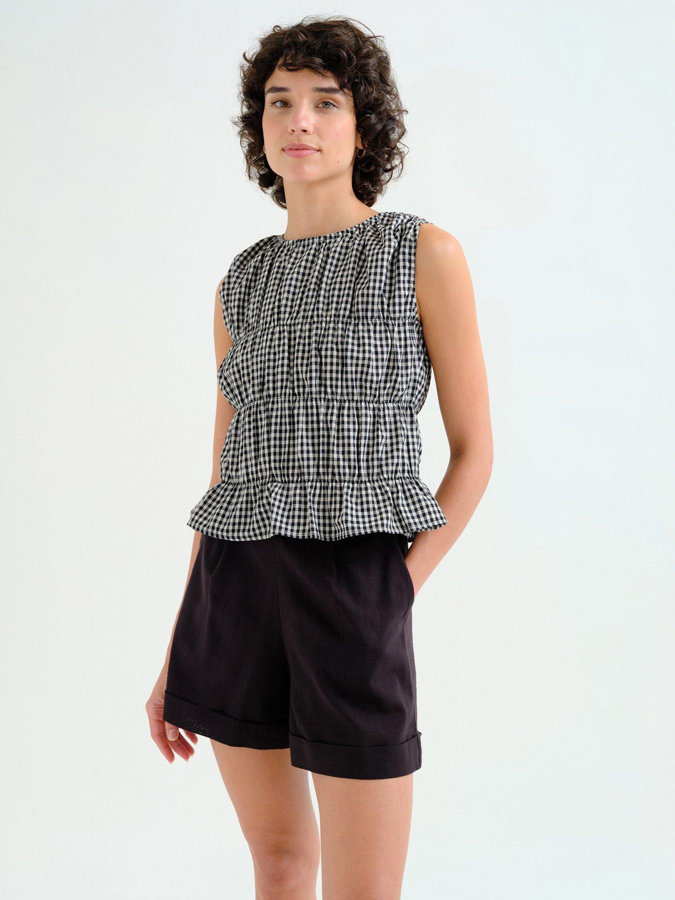 Compania Fantastica Checked Top - Black