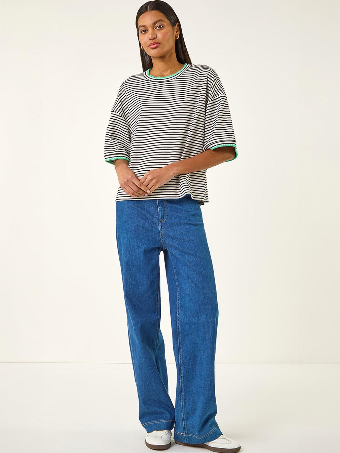 Image 3 of 5 of Roman Stripe Print Stretch Tunic Top