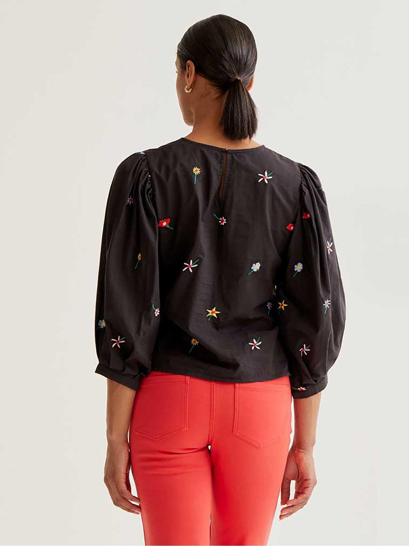 compania-fantastica-long-sleeve-flower-blouse-whitestillFront