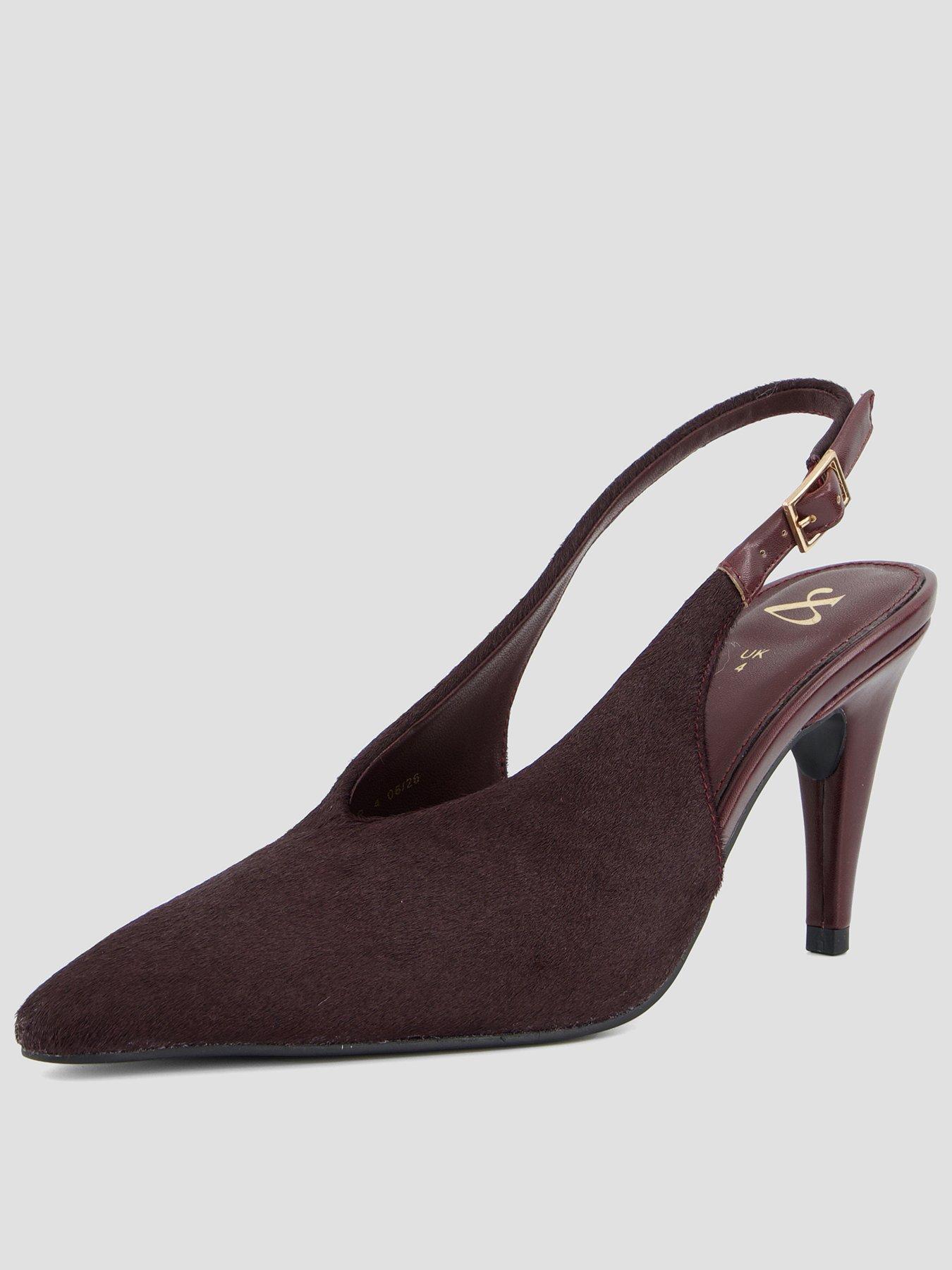 Image 1 of 7 of The Very Collection Real Leather High Vamp Slingback Court Shoe - Burgundy
