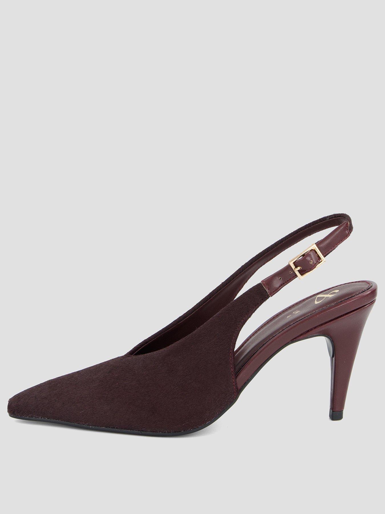 Image 2 of 7 of The Very Collection Real Leather High Vamp Slingback Court Shoe - Burgundy