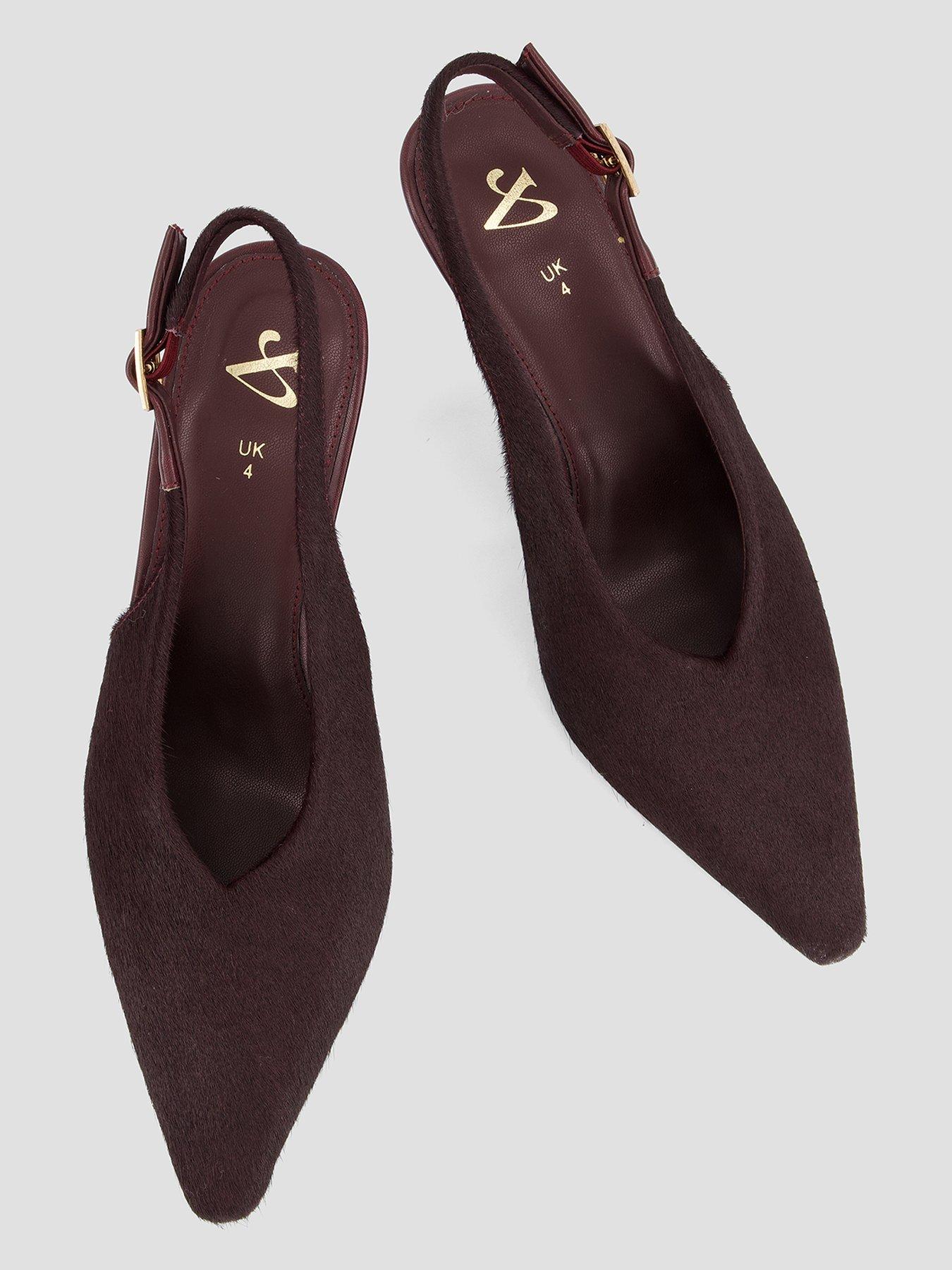 Image 3 of 7 of The Very Collection Real Leather High Vamp Slingback Court Shoe - Burgundy