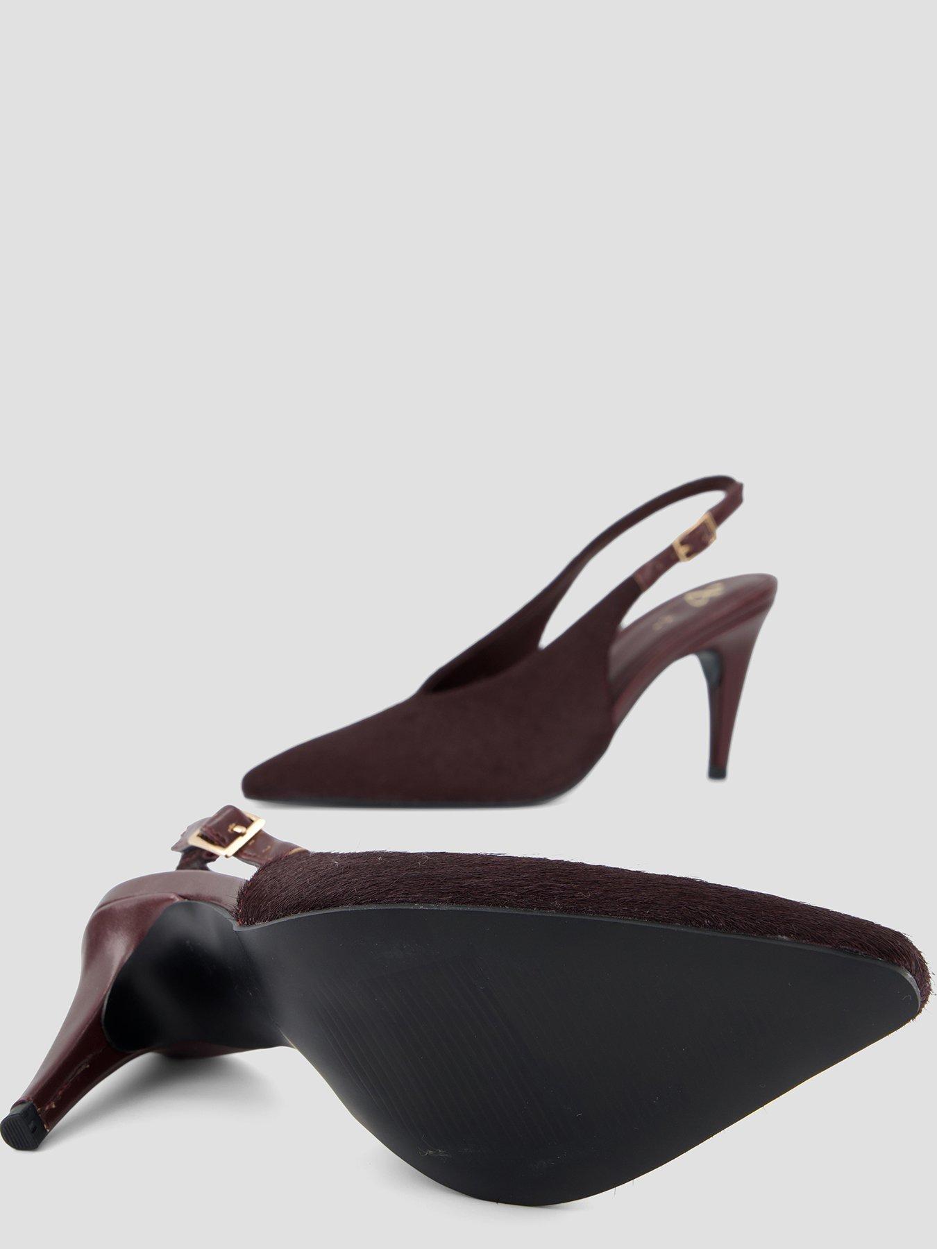 Image 4 of 7 of The Very Collection Real Leather High Vamp Slingback Court Shoe - Burgundy