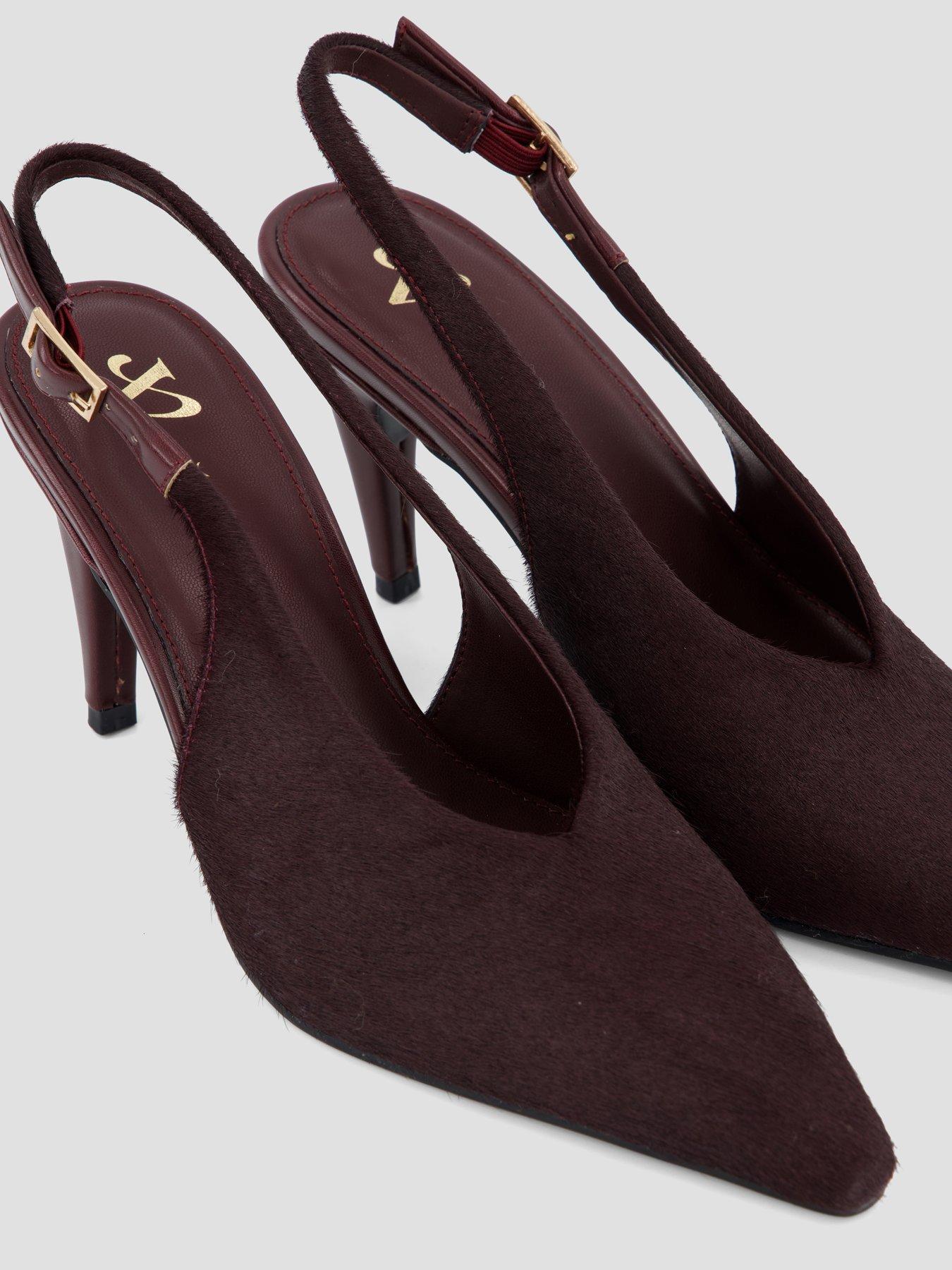 Image 5 of 7 of The Very Collection Real Leather High Vamp Slingback Court Shoe - Burgundy