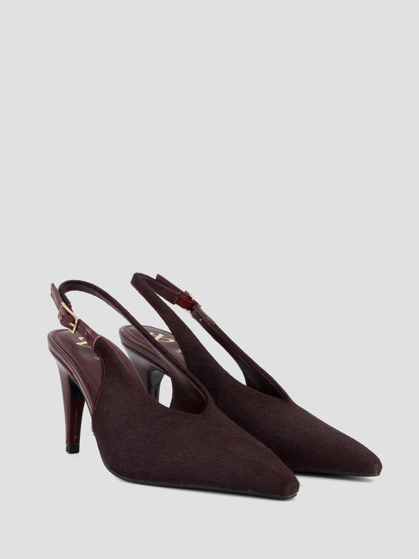 Image 6 of 7 of The Very Collection Real Leather High Vamp Slingback Court Shoe - Burgundy