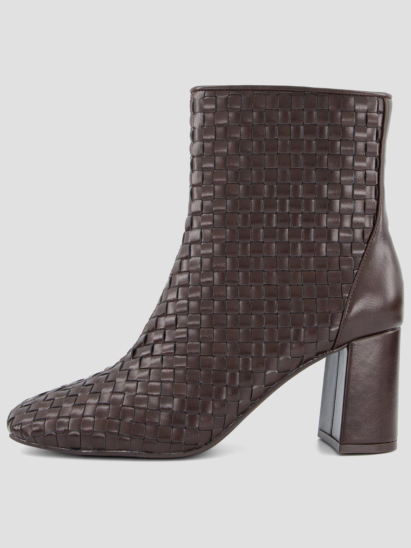 Image 1 of 7 of The Very Collection Weave Heeled Ankle Heel Boot - Brown
