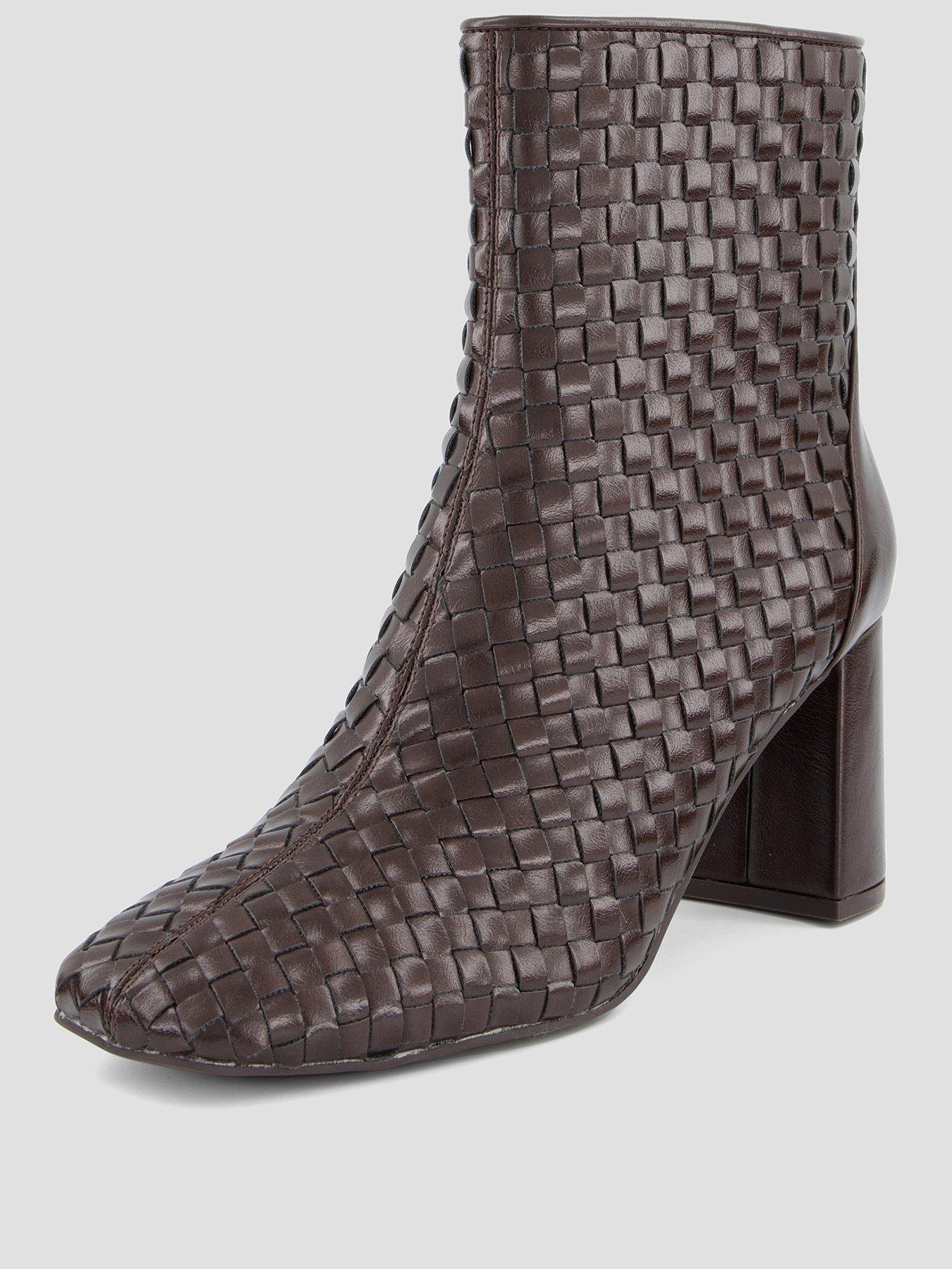 Image 2 of 7 of The Very Collection Weave Heeled Ankle Heel Boot - Brown