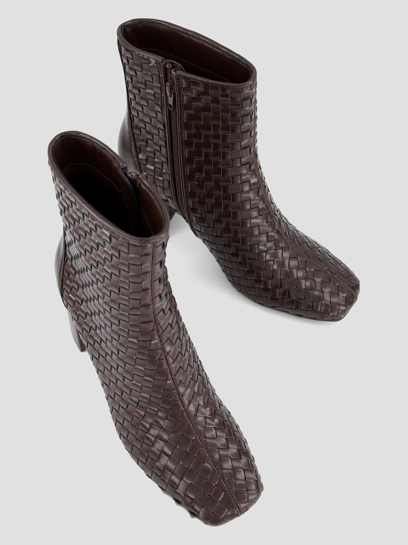 Image 3 of 7 of The Very Collection Weave Heeled Ankle Heel Boot - Brown